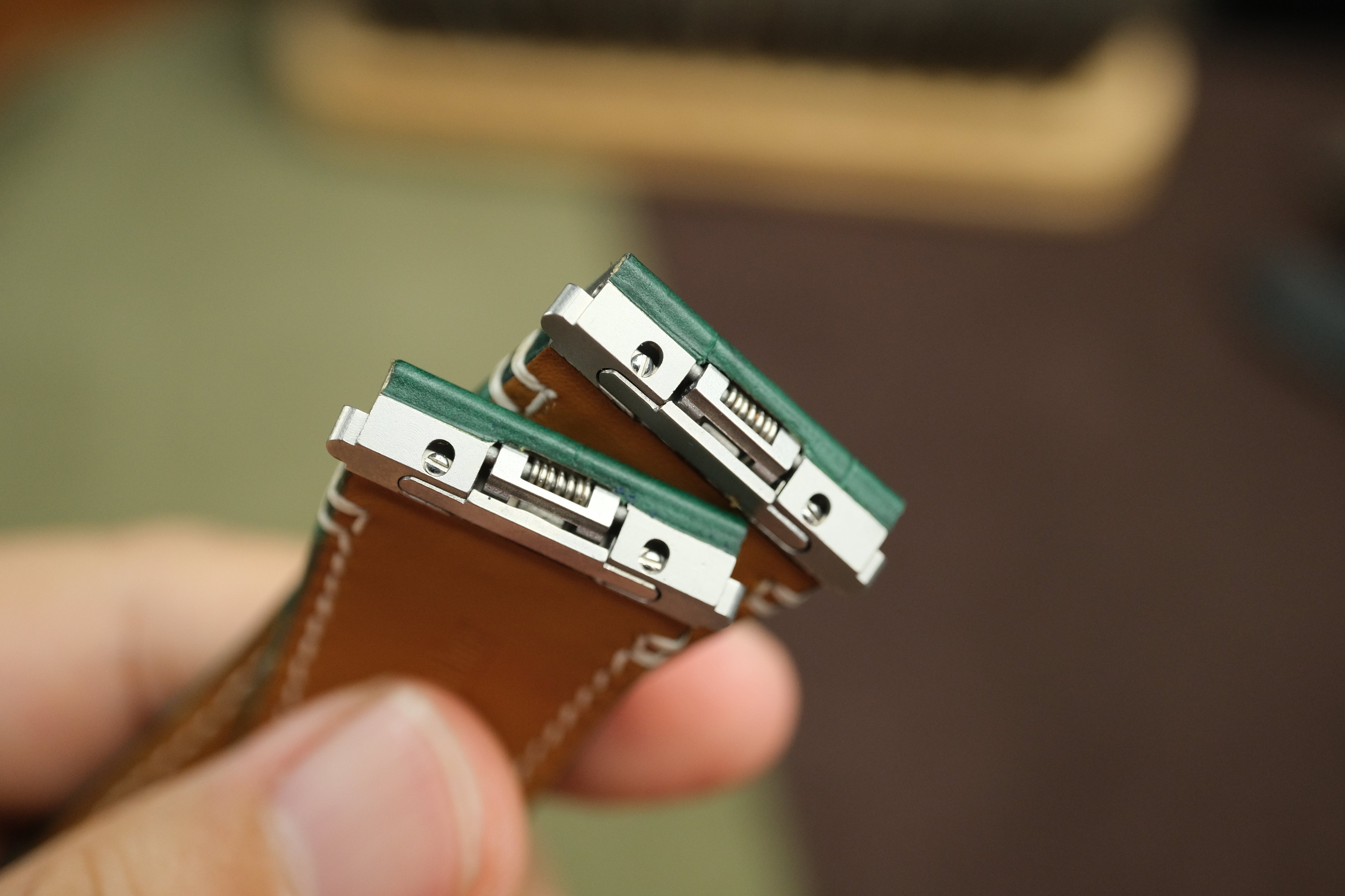 Green Alligator Leather Santos De Cartier Watch Strap.