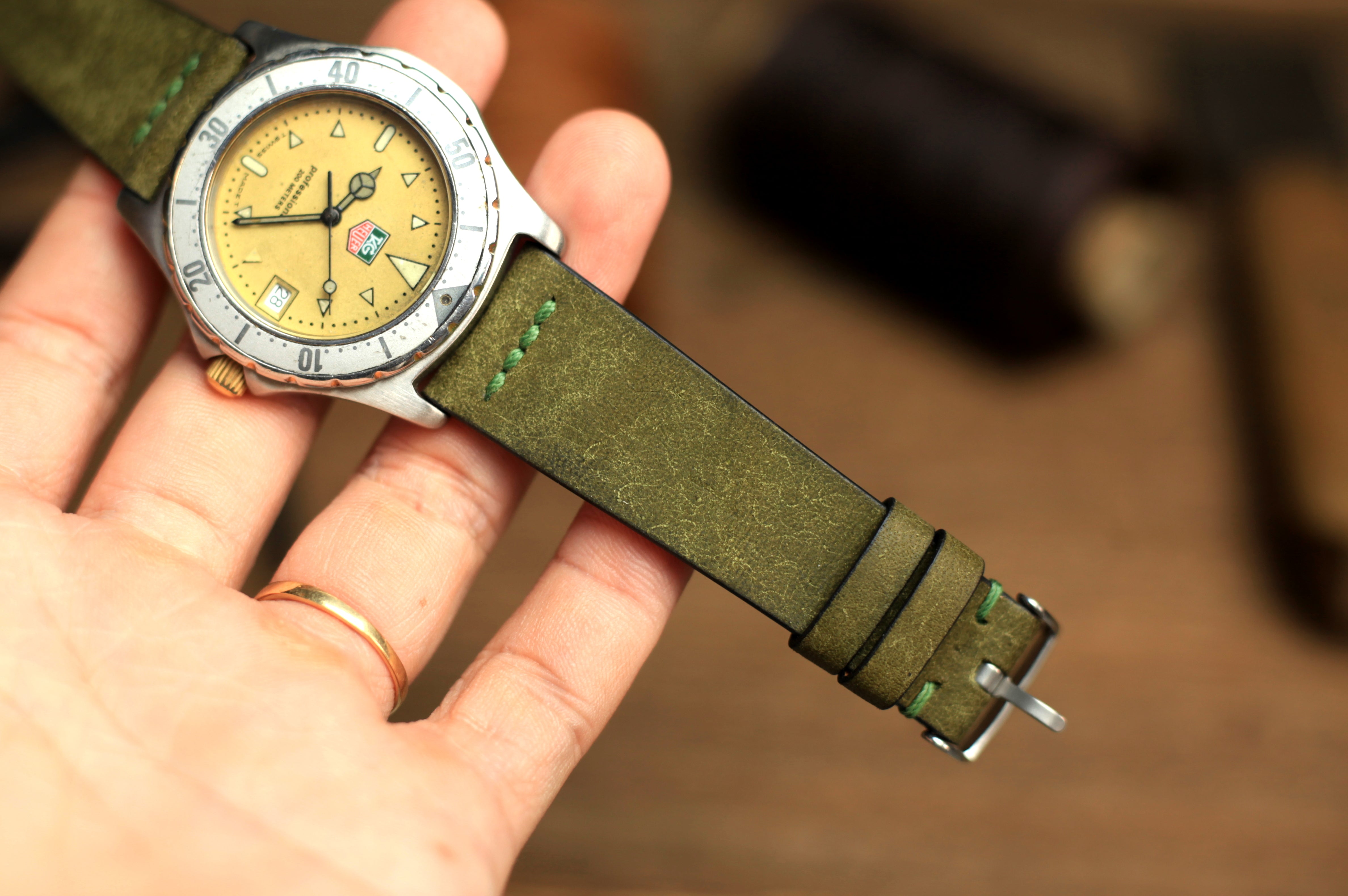 Row-Stitch Pueblo Olive Green Quick Release Watch Strap