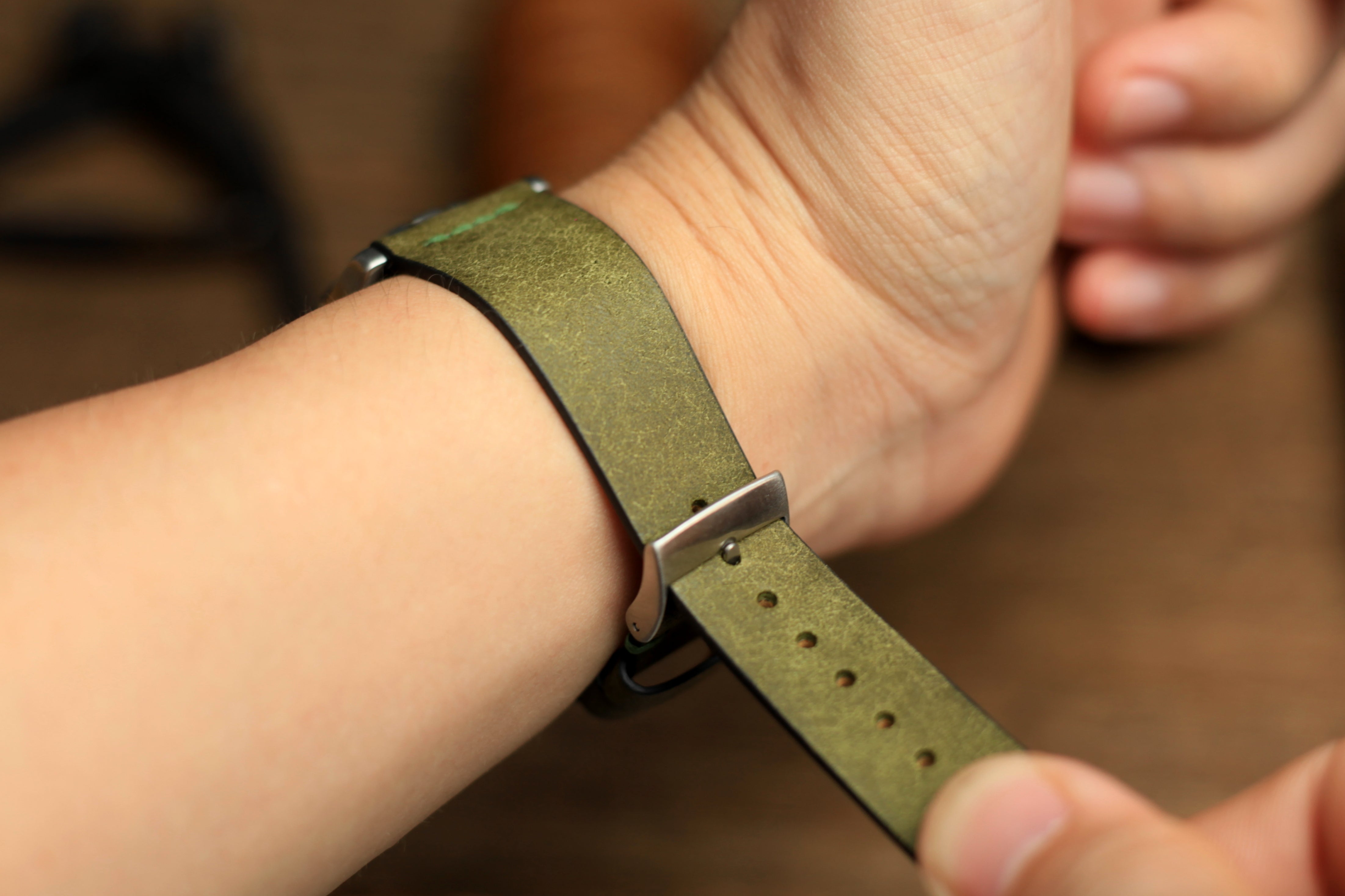 Row-Stitch Pueblo Olive Green Quick Release Watch Strap