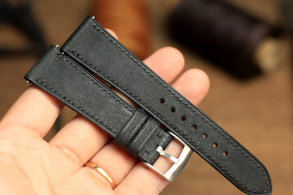 Pueblo Black Leather Quick Release Watch Strap