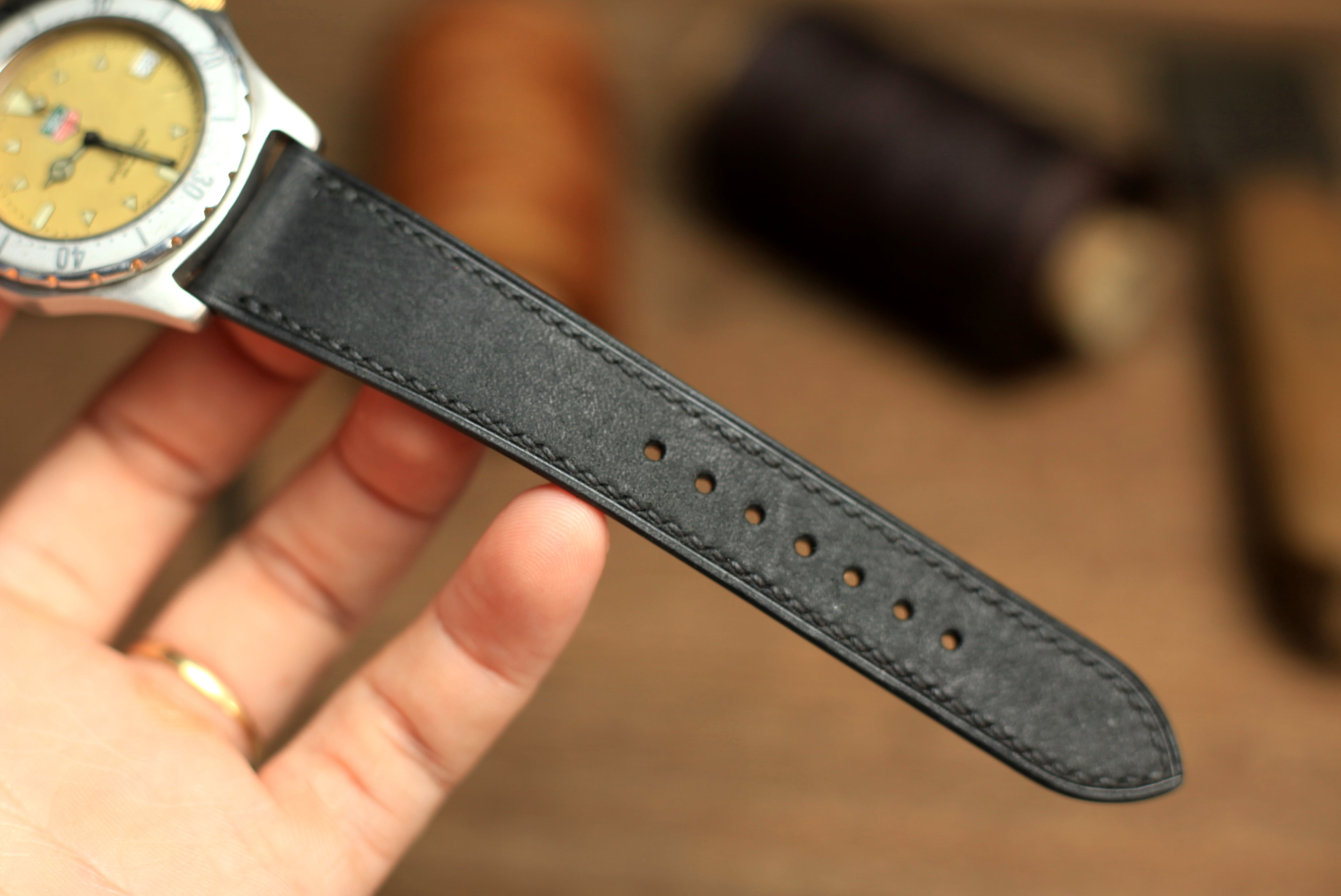 Pueblo Black Leather Quick Release Watch Strap