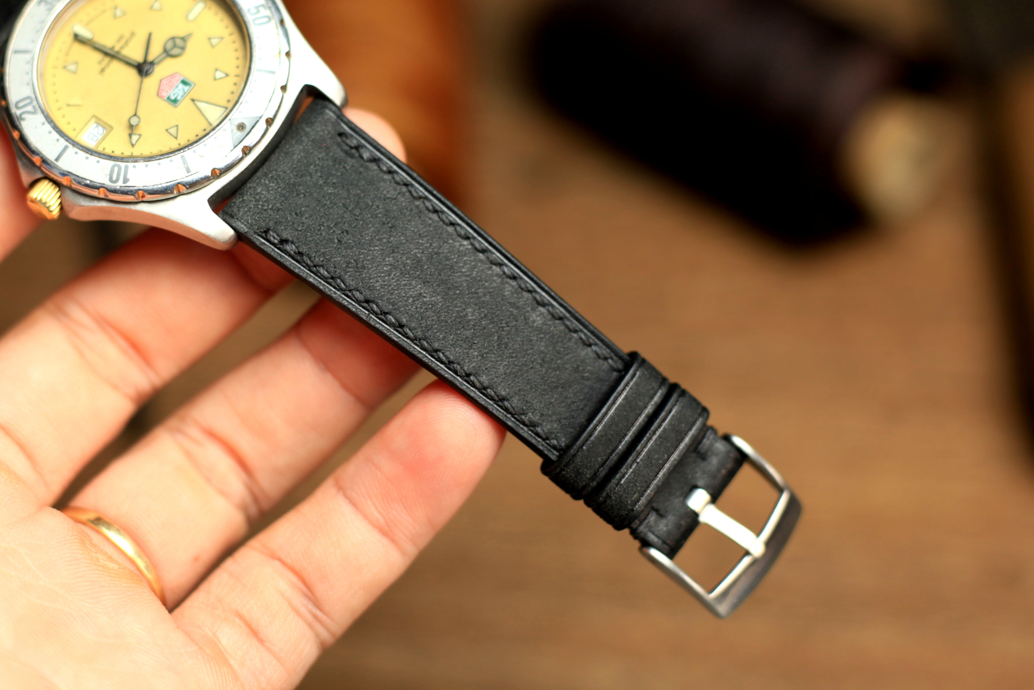 Pueblo Black Leather Quick Release Watch Strap