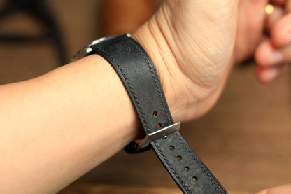 Pueblo Black Leather Quick Release Watch Strap