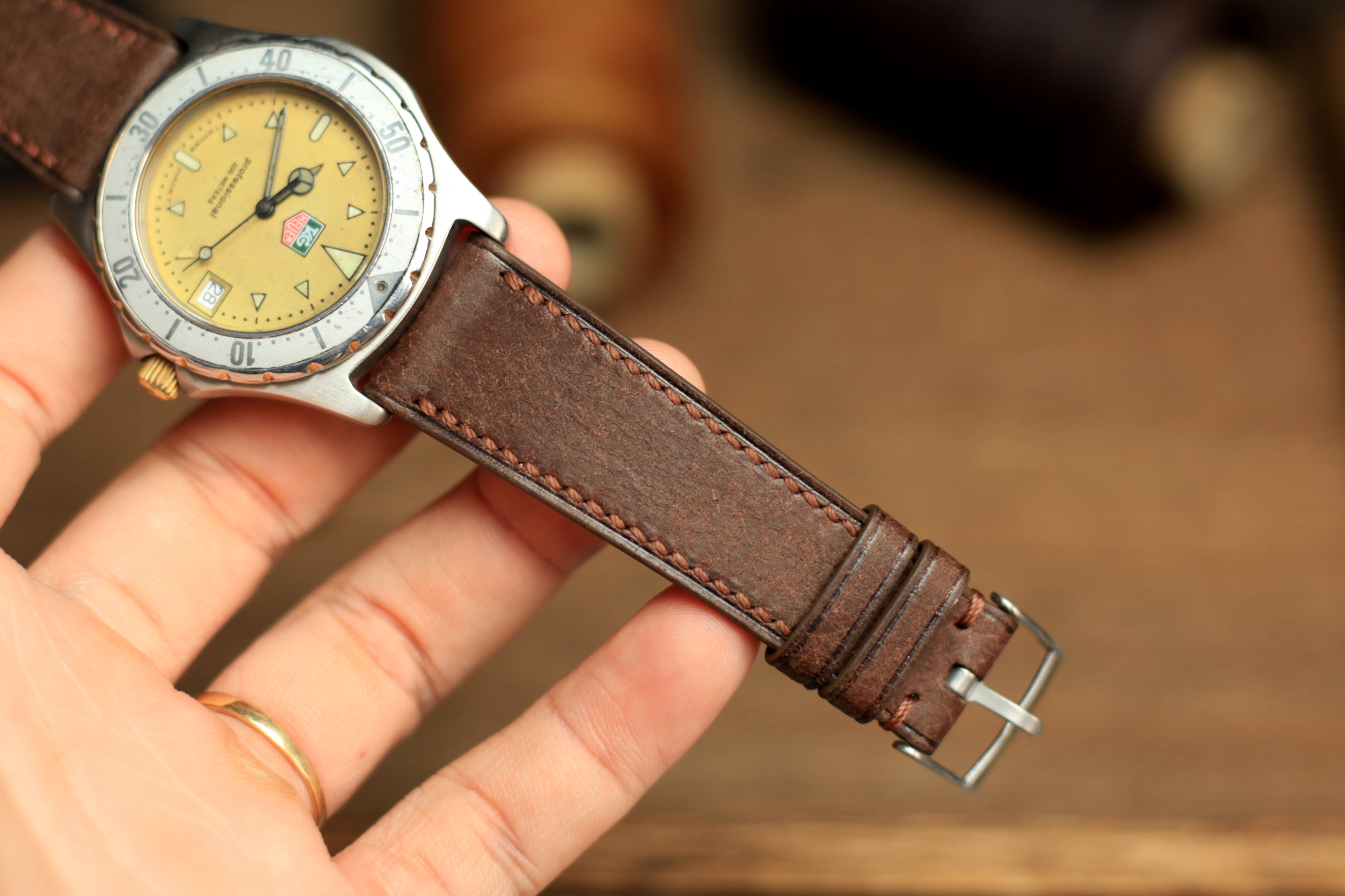 Pueblo Coffee Brown Leather Handmade Watch Strap, Quick Release
