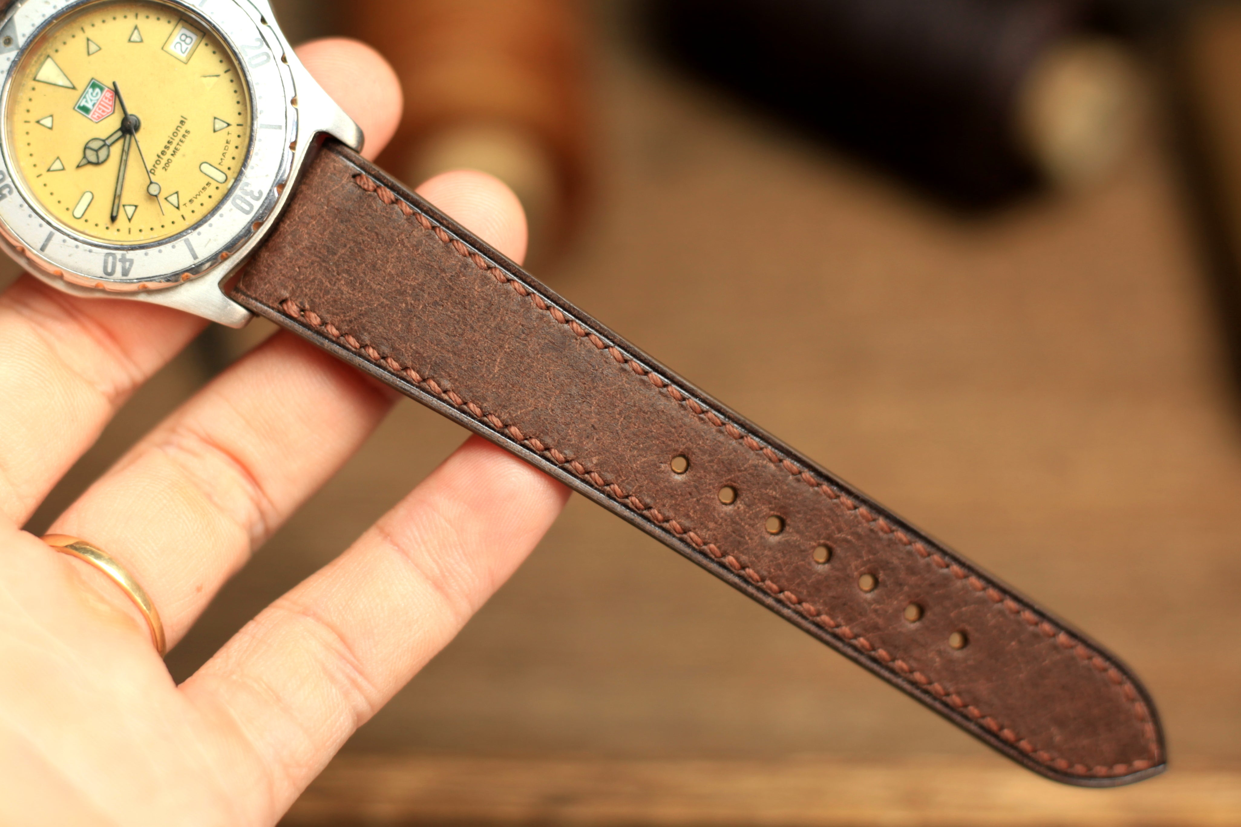 Pueblo Coffee Brown Leather Handmade Watch Strap, Quick Release