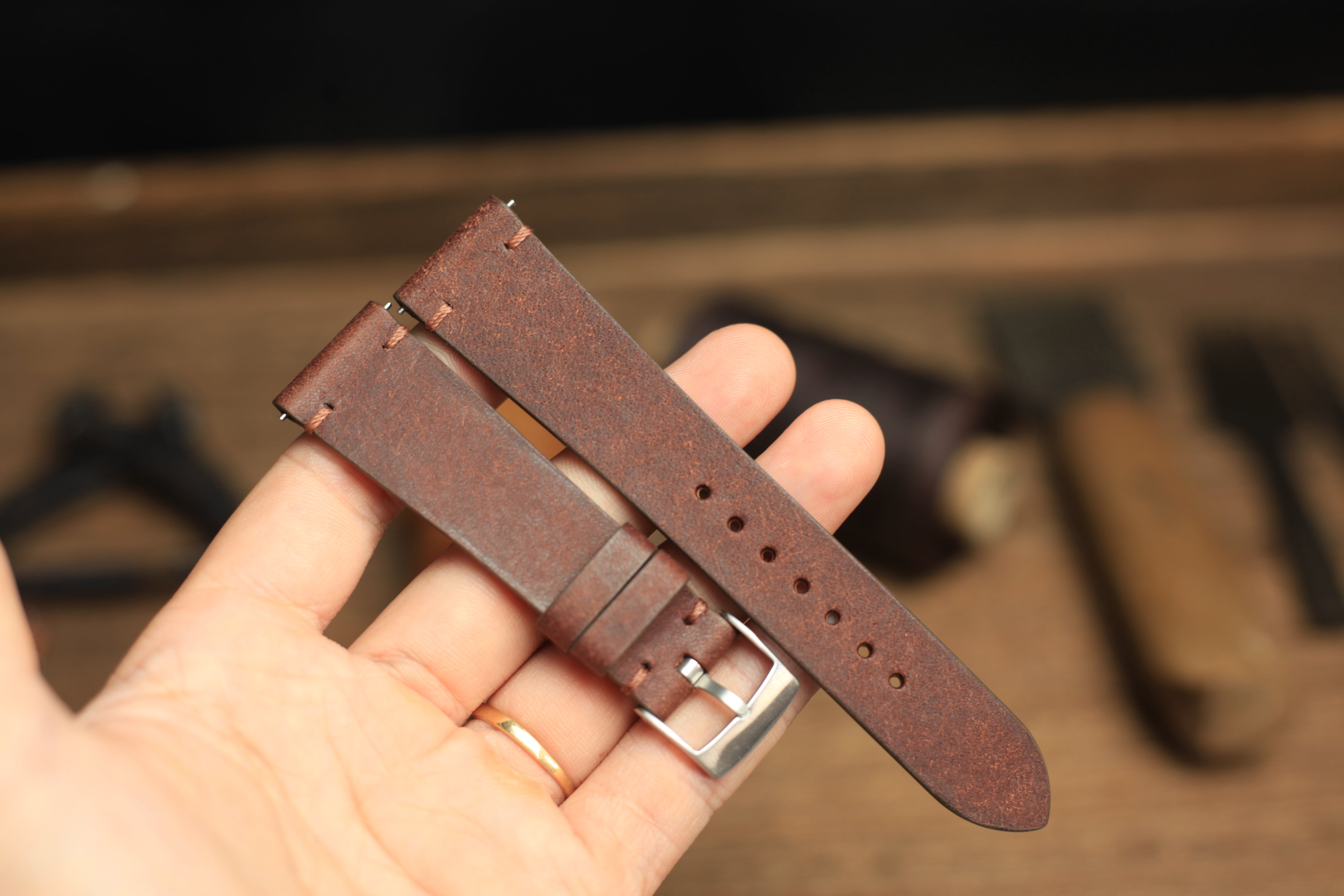 Point-Stitch Pueblo Deep Teal Green Quick Release Watch Strap
