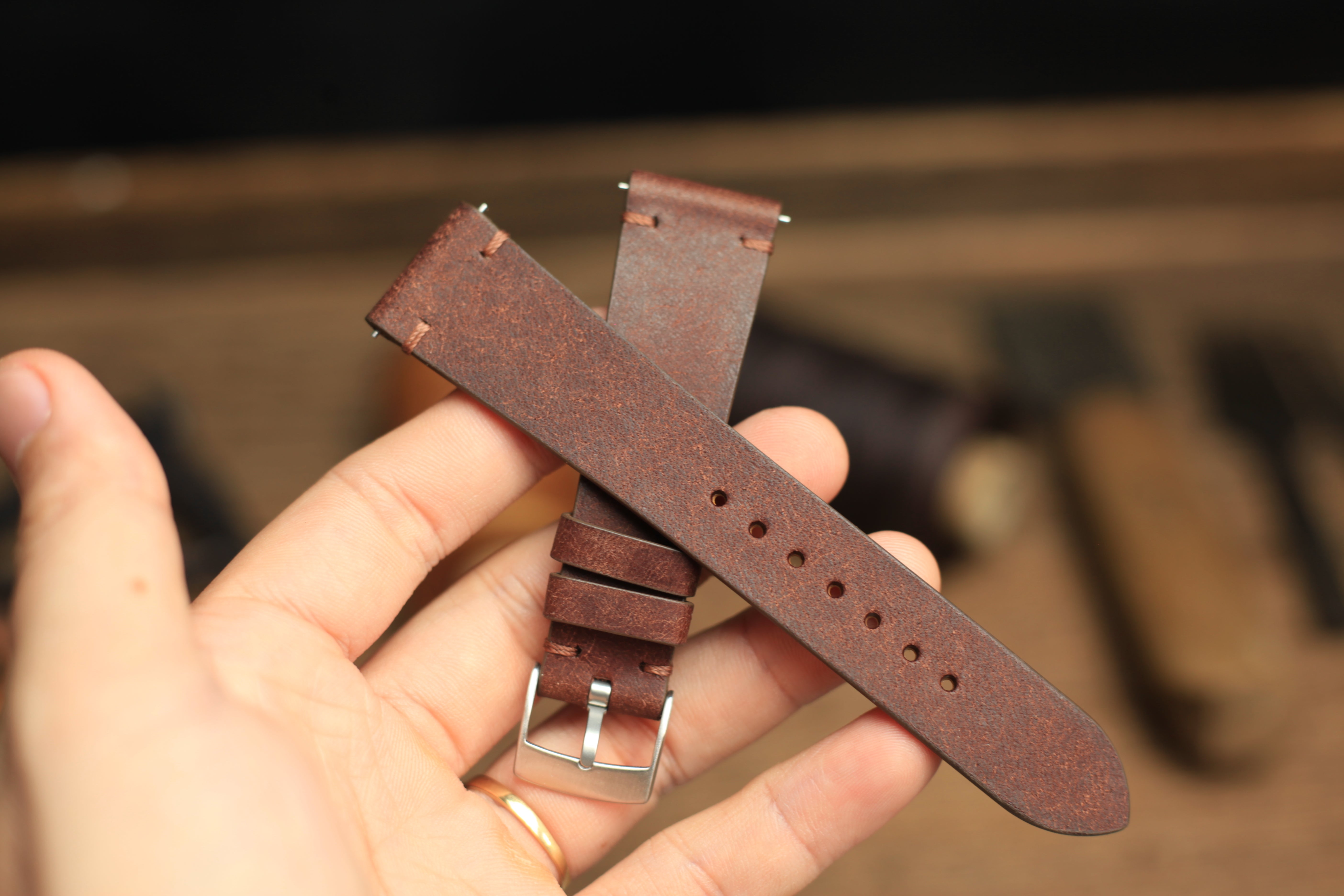 Point-Stitch Pueblo Deep Teal Green Quick Release Watch Strap