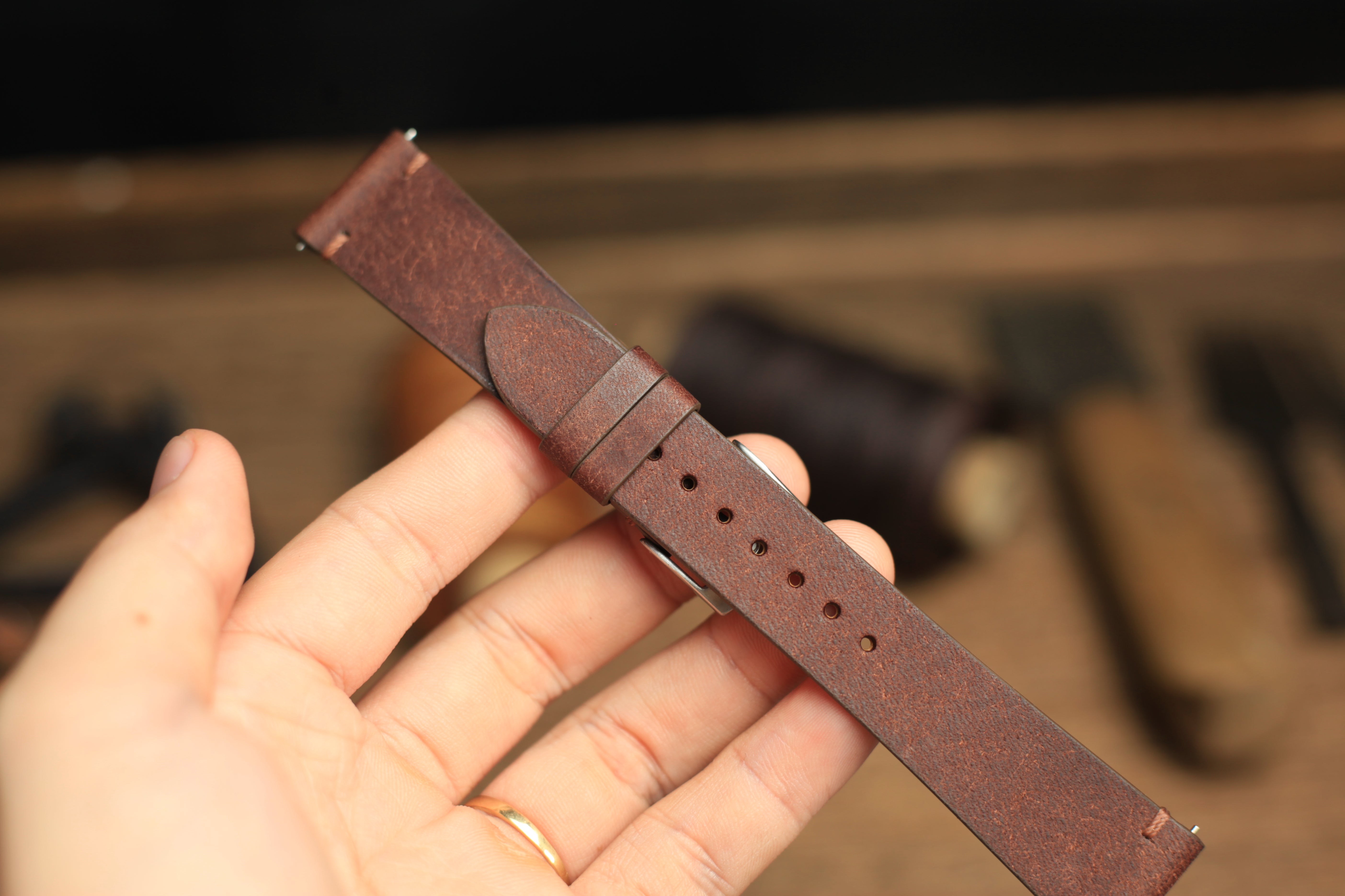 Point-Stitch Pueblo Deep Teal Green Quick Release Watch Strap
