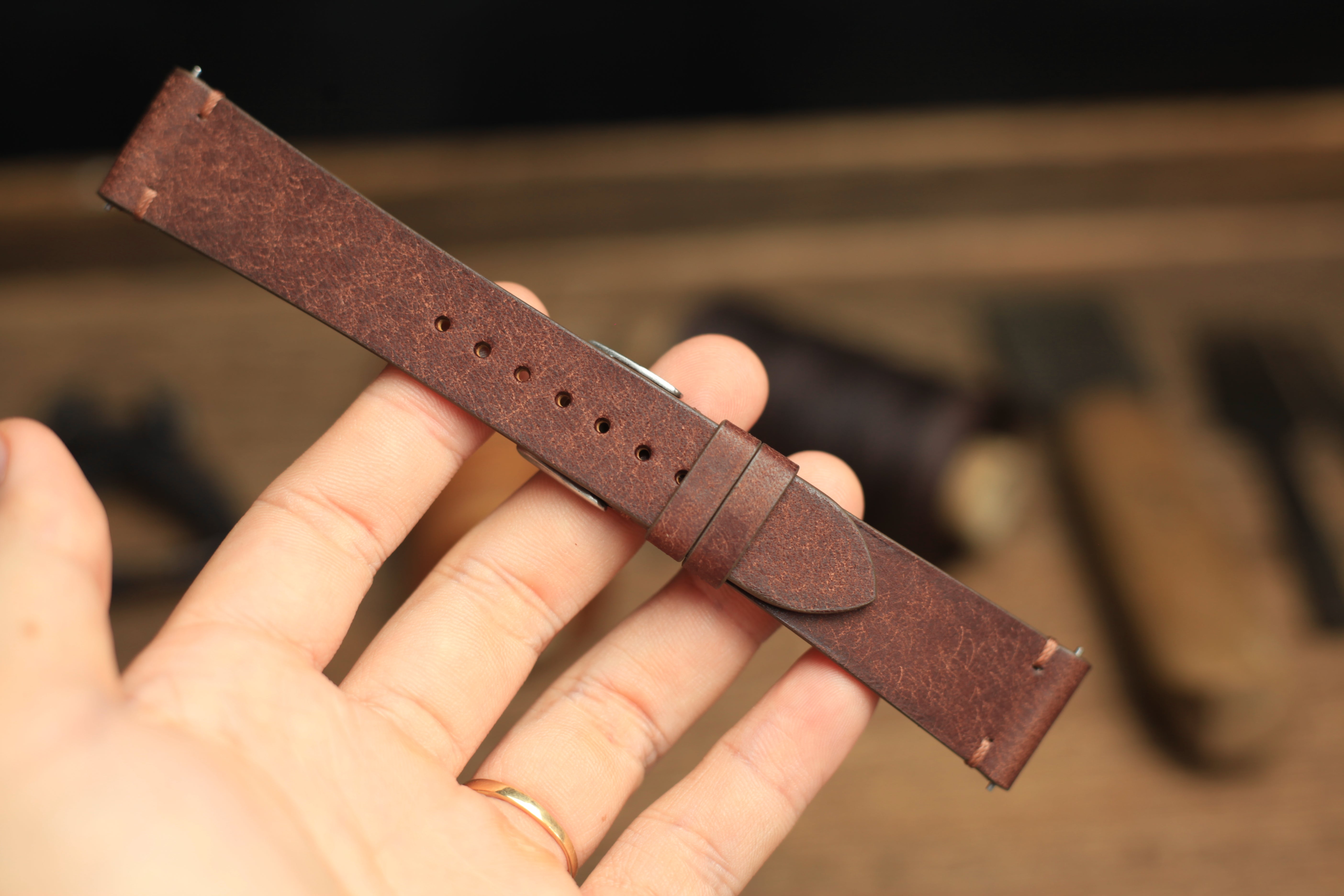 Point-Stitch Pueblo Deep Teal Green Quick Release Watch Strap