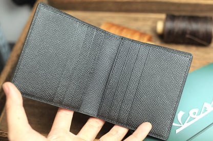 Biflod Man Wallet, Handmade Black Epsom Leather Wallet