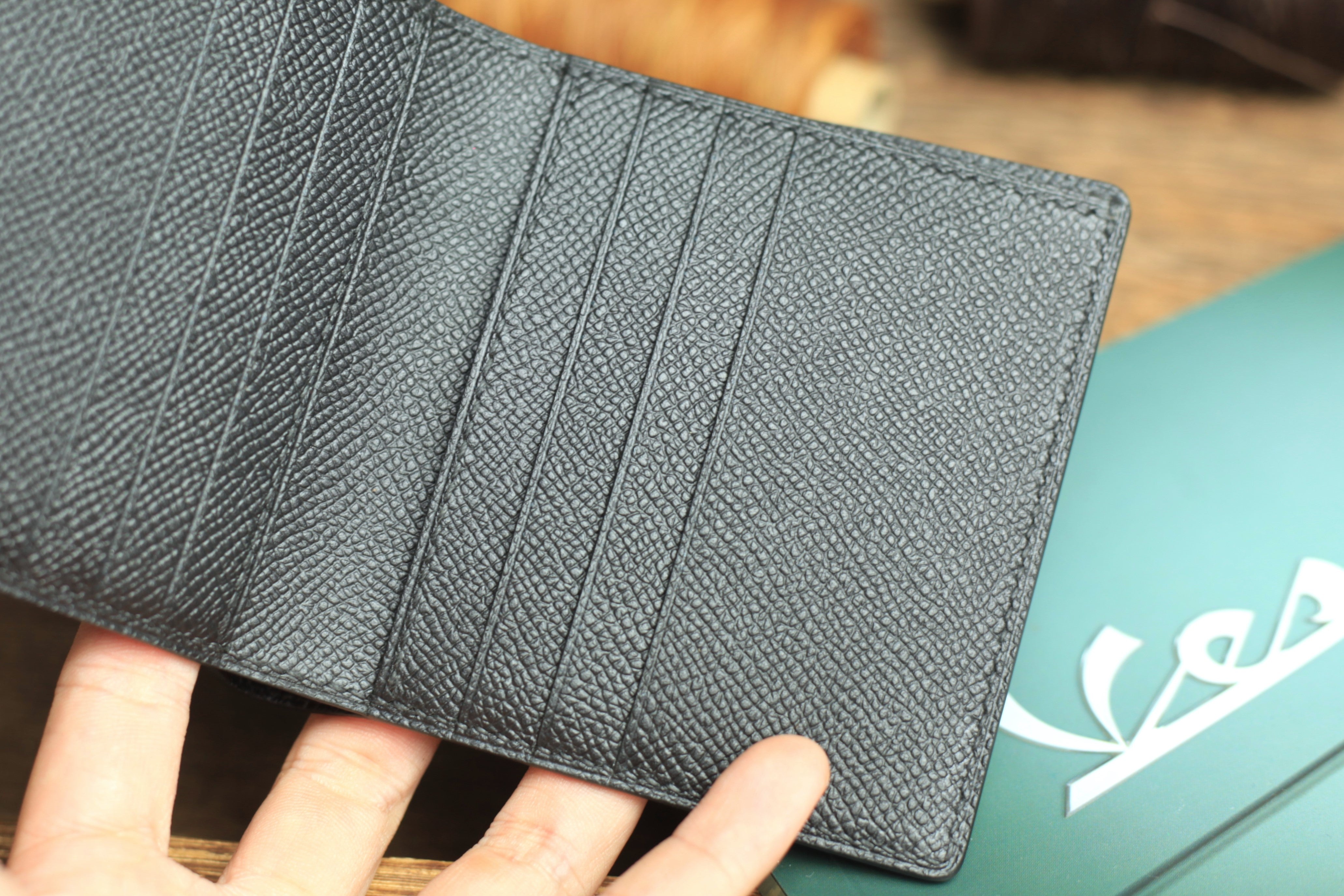 Biflod Man Wallet, Handmade Black Epsom Leather Wallet