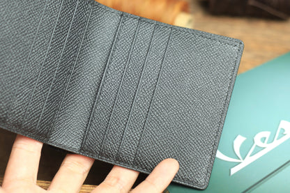 Biflod Man Wallet, Handmade Black Epsom Leather Wallet