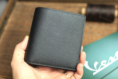 Biflod Man Wallet, Handmade Black Epsom Leather Wallet