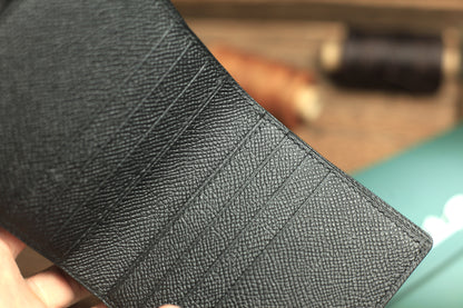 Biflod Man Wallet, Handmade Black Epsom Leather Wallet