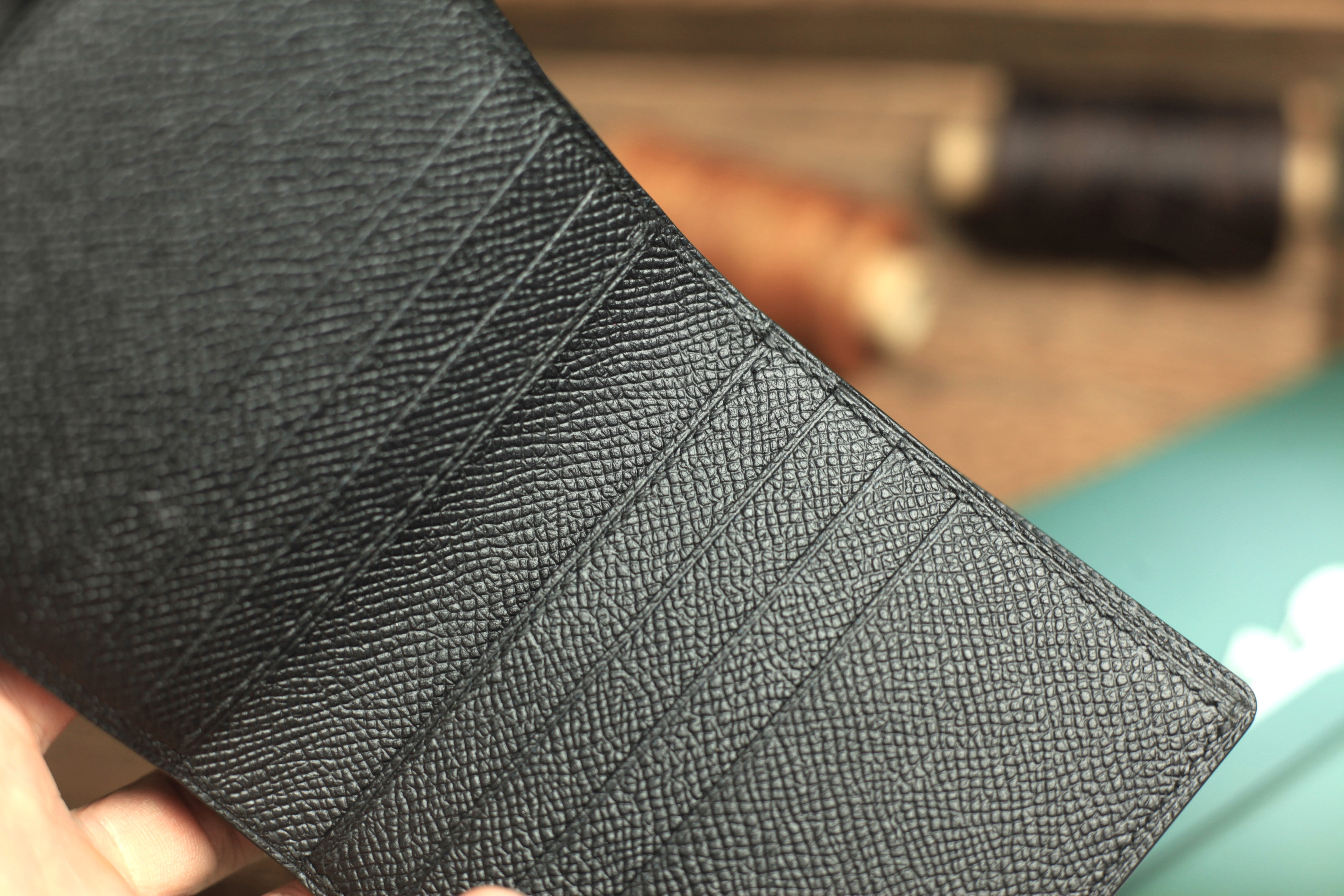 Biflod Man Wallet, Handmade Black Epsom Leather Wallet