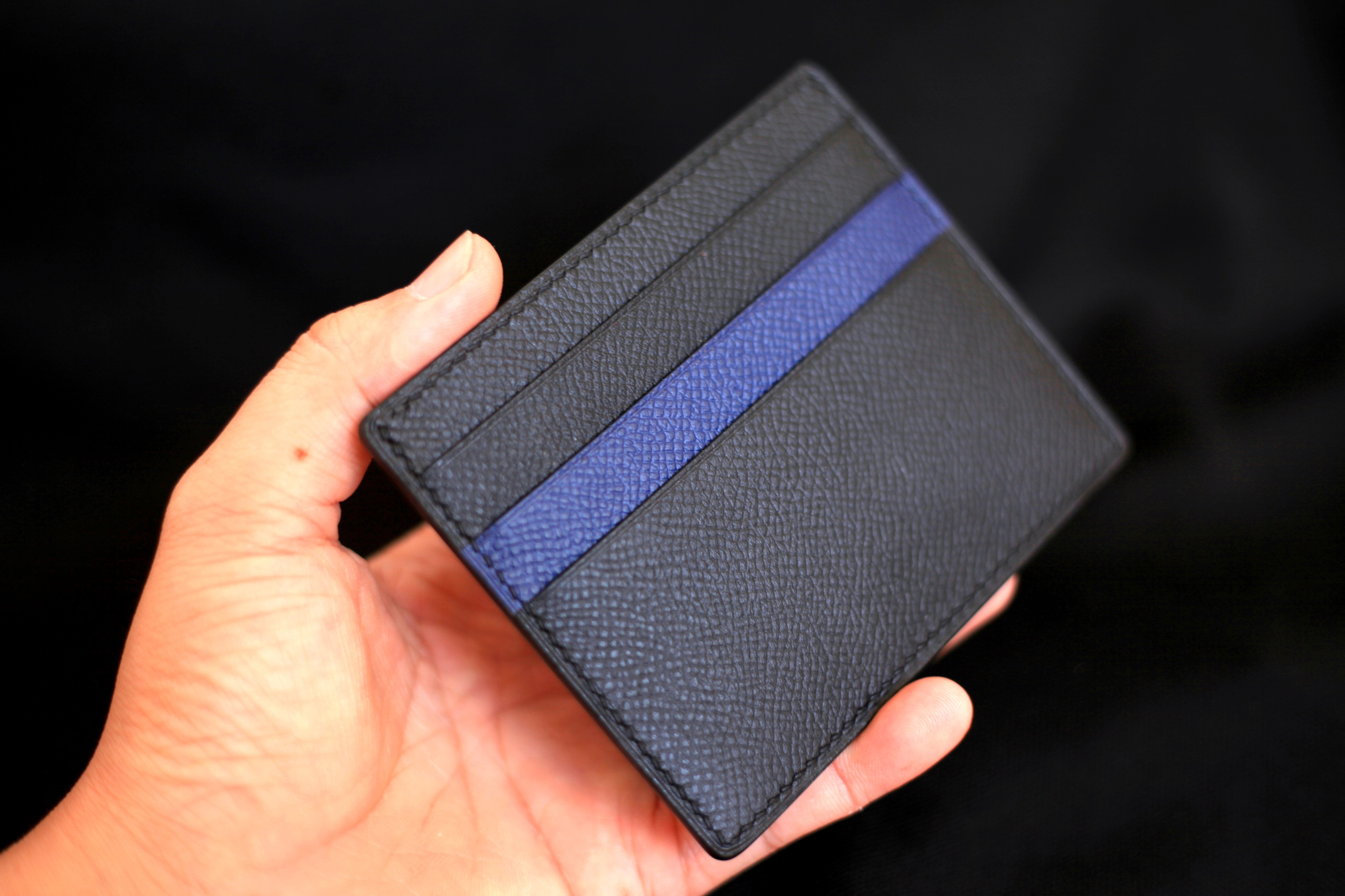 CARD HOLDER LEATHER, EPSOM LEATHER MINI WALLET WITH ZIPPER COIN POCKET.