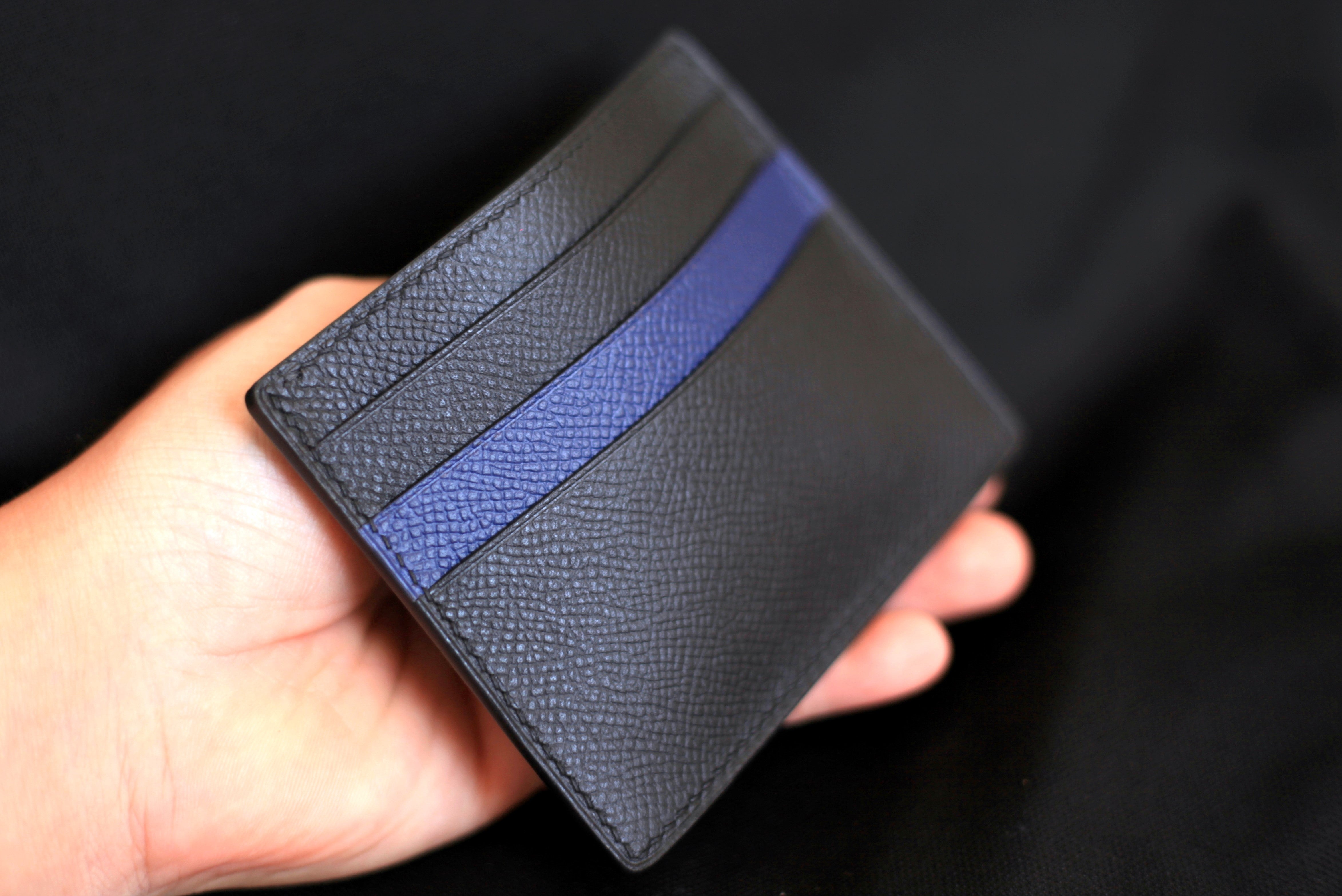 Epsom Leather Card Holder Wallet With Zipper Pocket