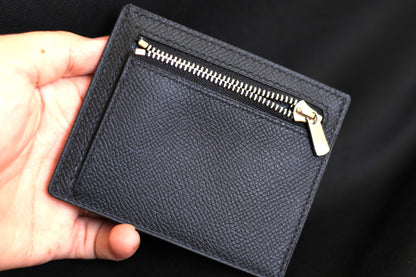 Epsom Leather Card Holder Wallet With Zipper Pocket