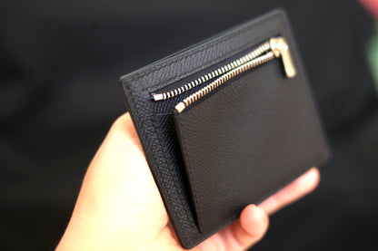 Epsom Leather Card Holder Wallet With Zipper Pocket