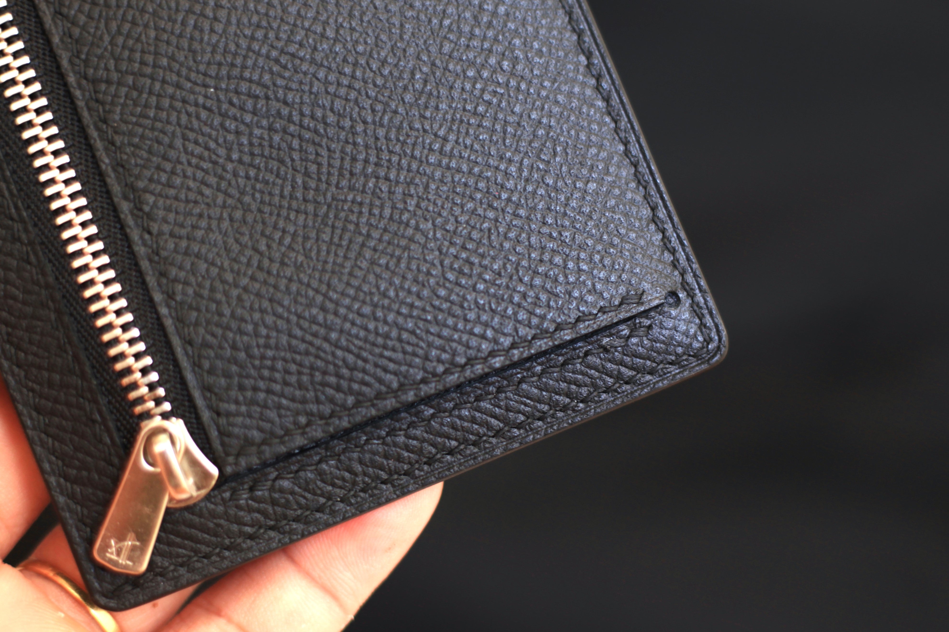 Epsom Leather Card Holder Wallet With Zipper Pocket