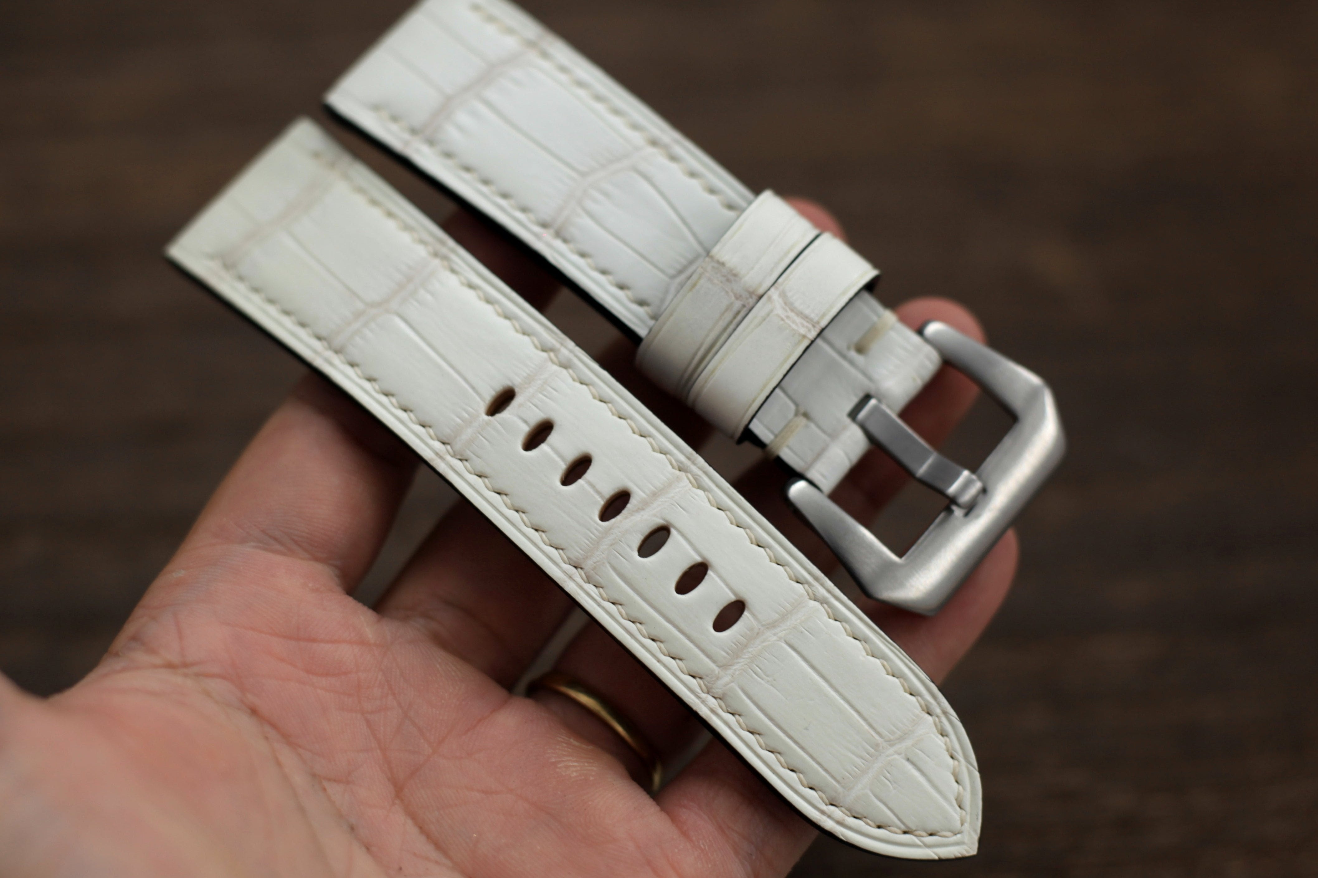 PANERAI WATCH BAND HANDMADE, ALLIGATOR HIMALAYAN LEATHER.