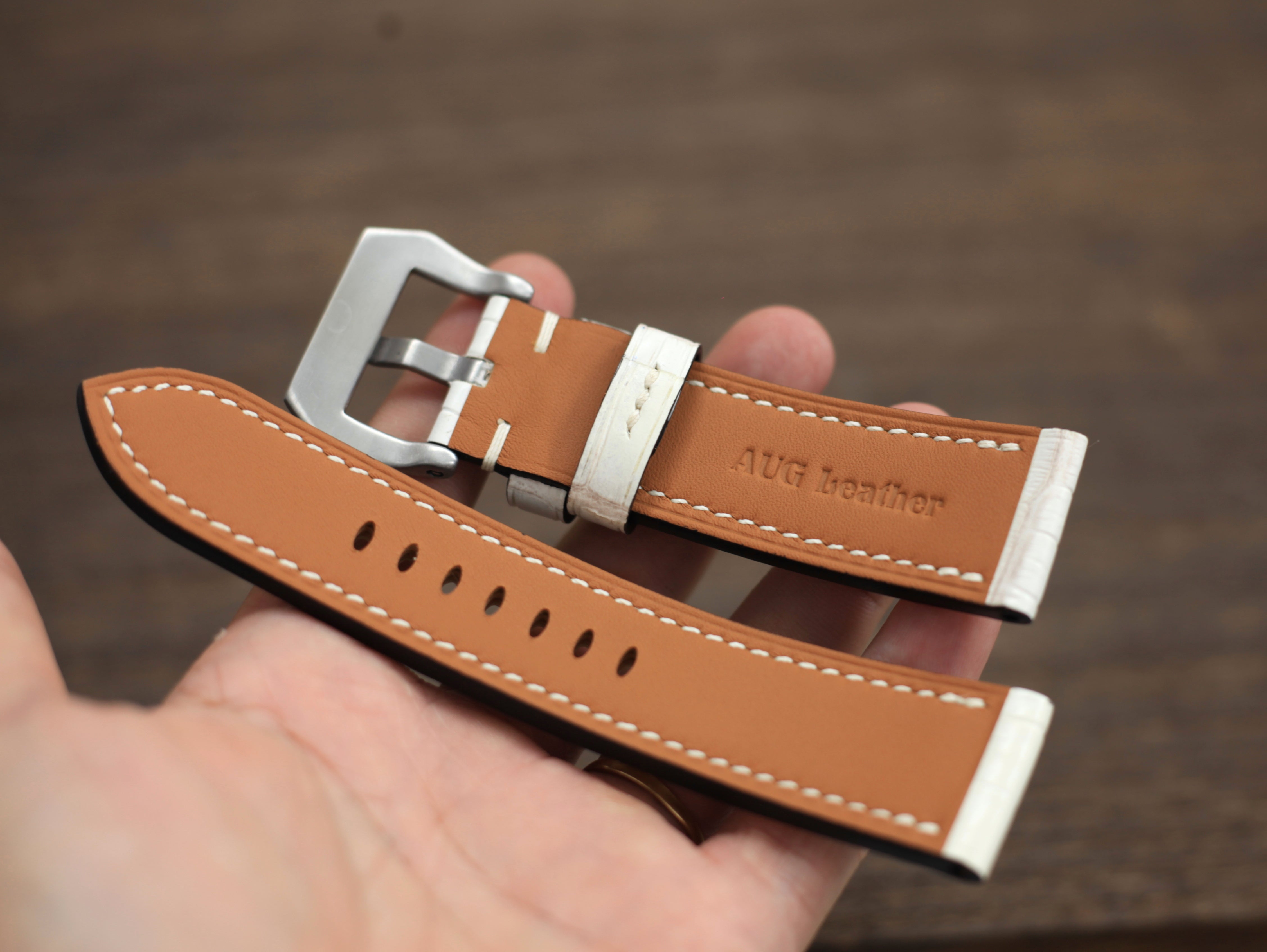 PANERAI WATCH BAND HANDMADE, ALLIGATOR HIMALAYAN LEATHER.