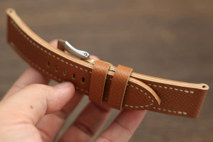 Handmade Epsom Gold Brown Leather Panerai Strap