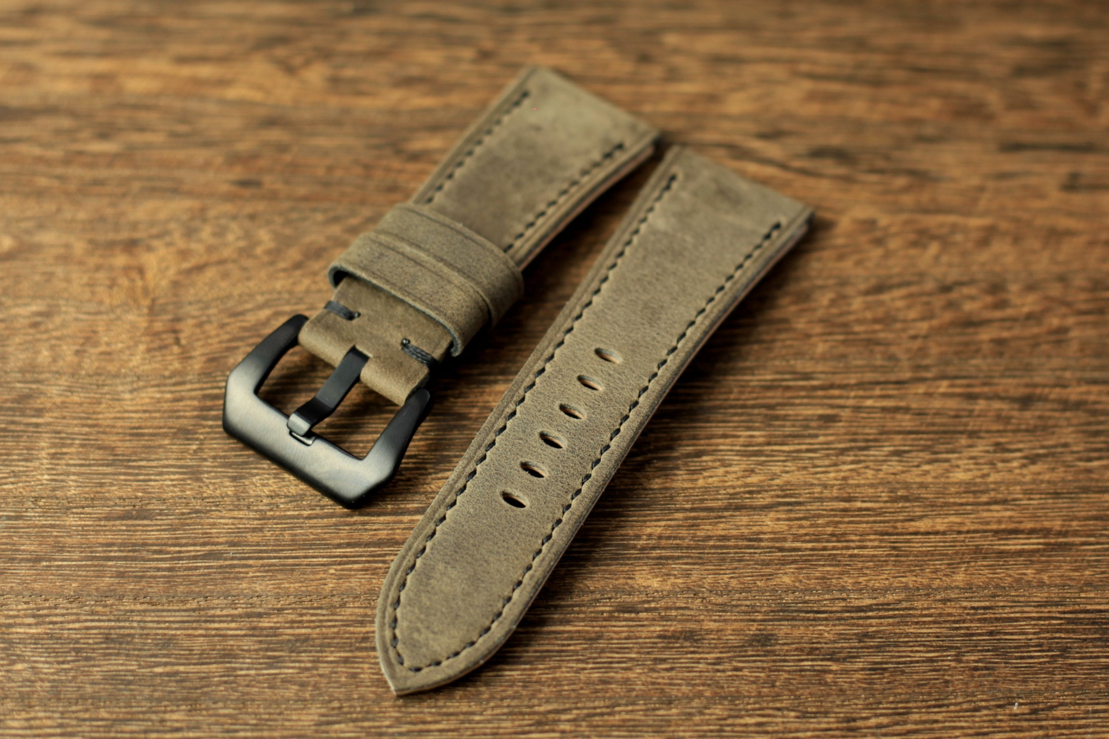 Handmade Cowhide Grey Leather Panerai Watch Strap