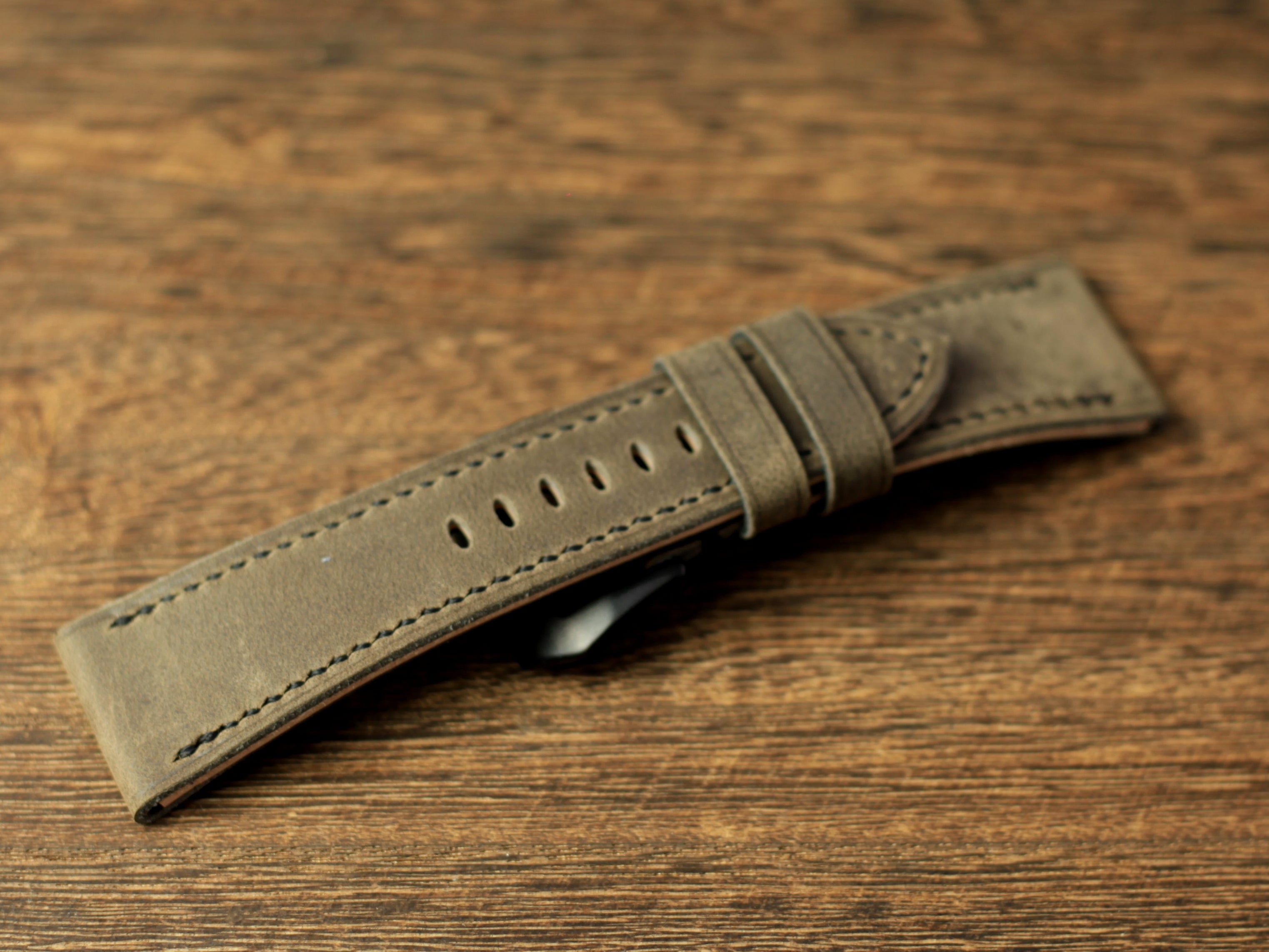 PANERAI WATCH BAND HANDMADE, COWHIDE GREY LEATHER.