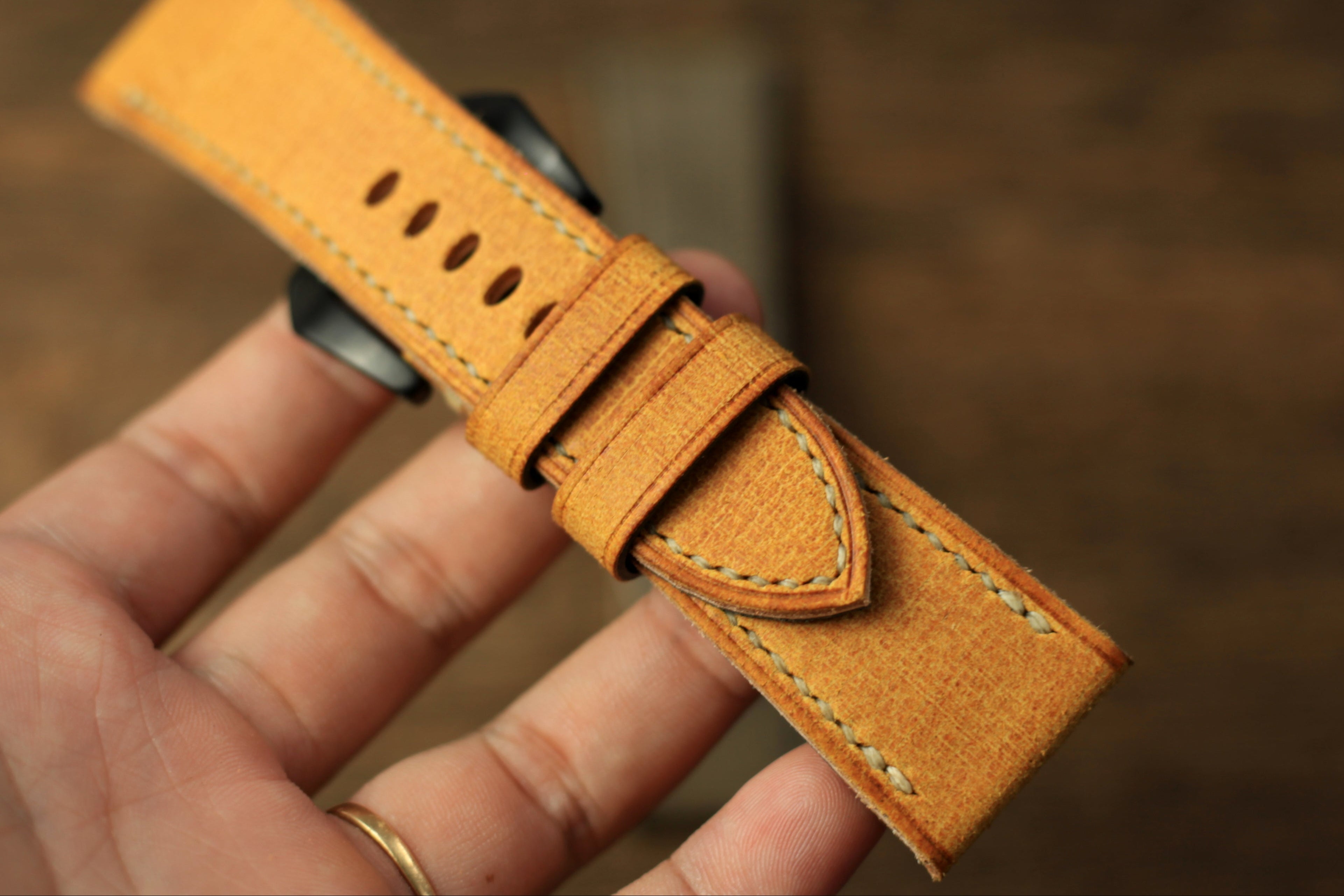 Handmade Babele Yellow Leather Panerai Watch Strap