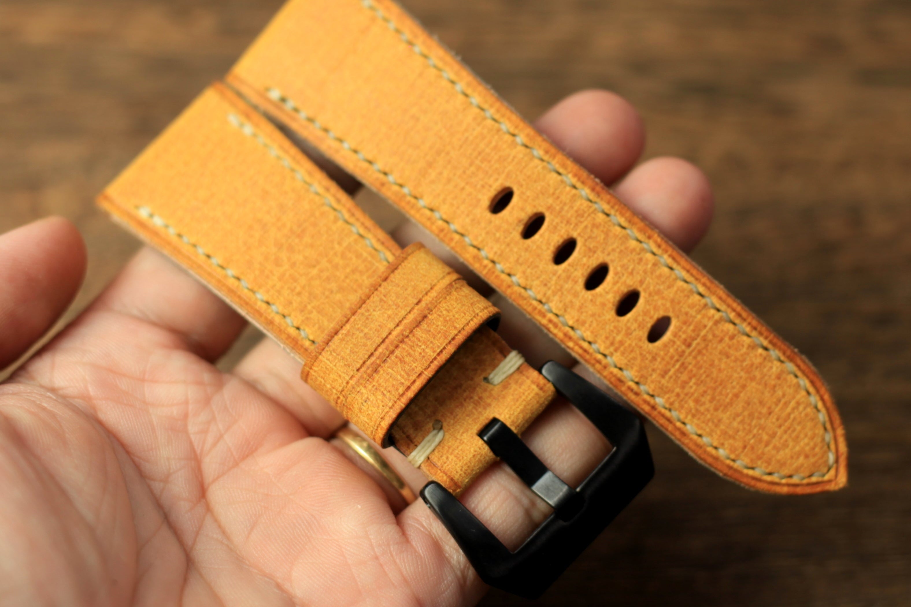 Handmade Babele Yellow Leather Panerai Watch Strap