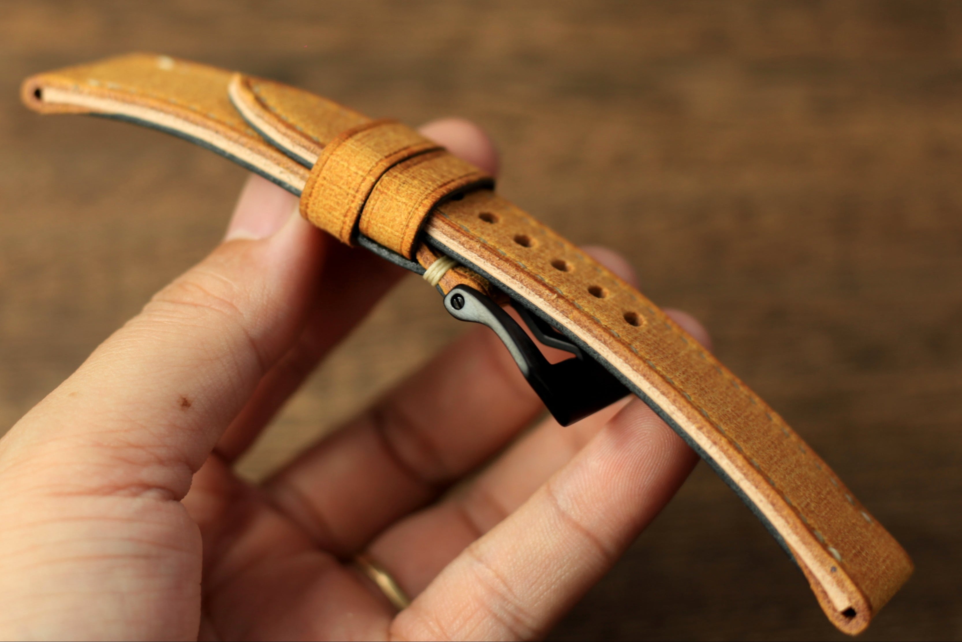 Handmade Babele Yellow Leather Panerai Watch Strap