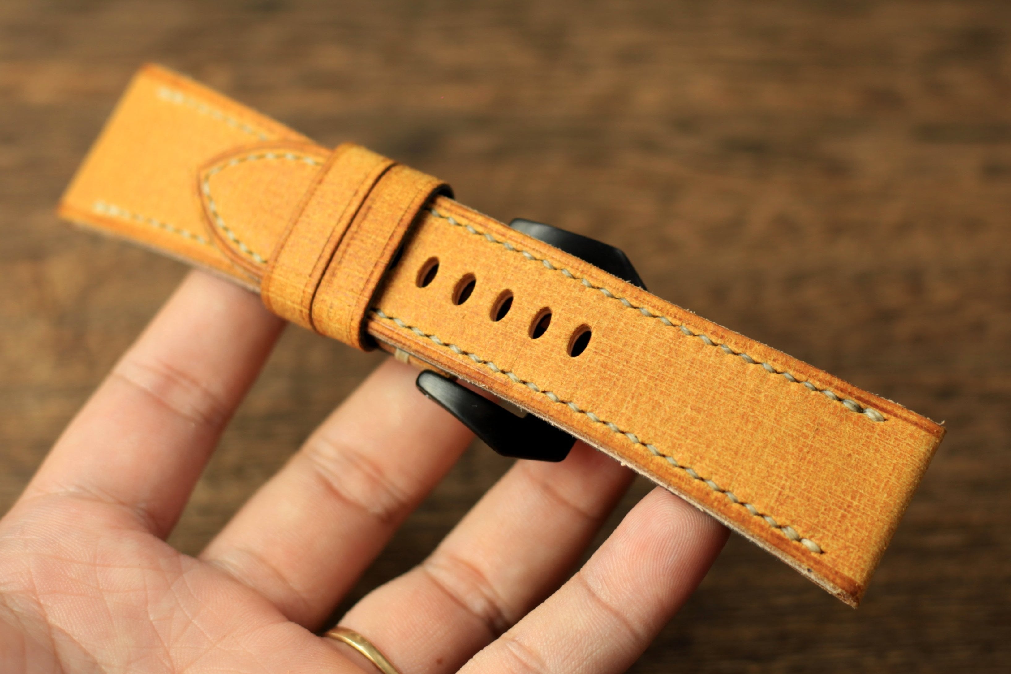 Handmade Babele Yellow Leather Panerai Watch Strap