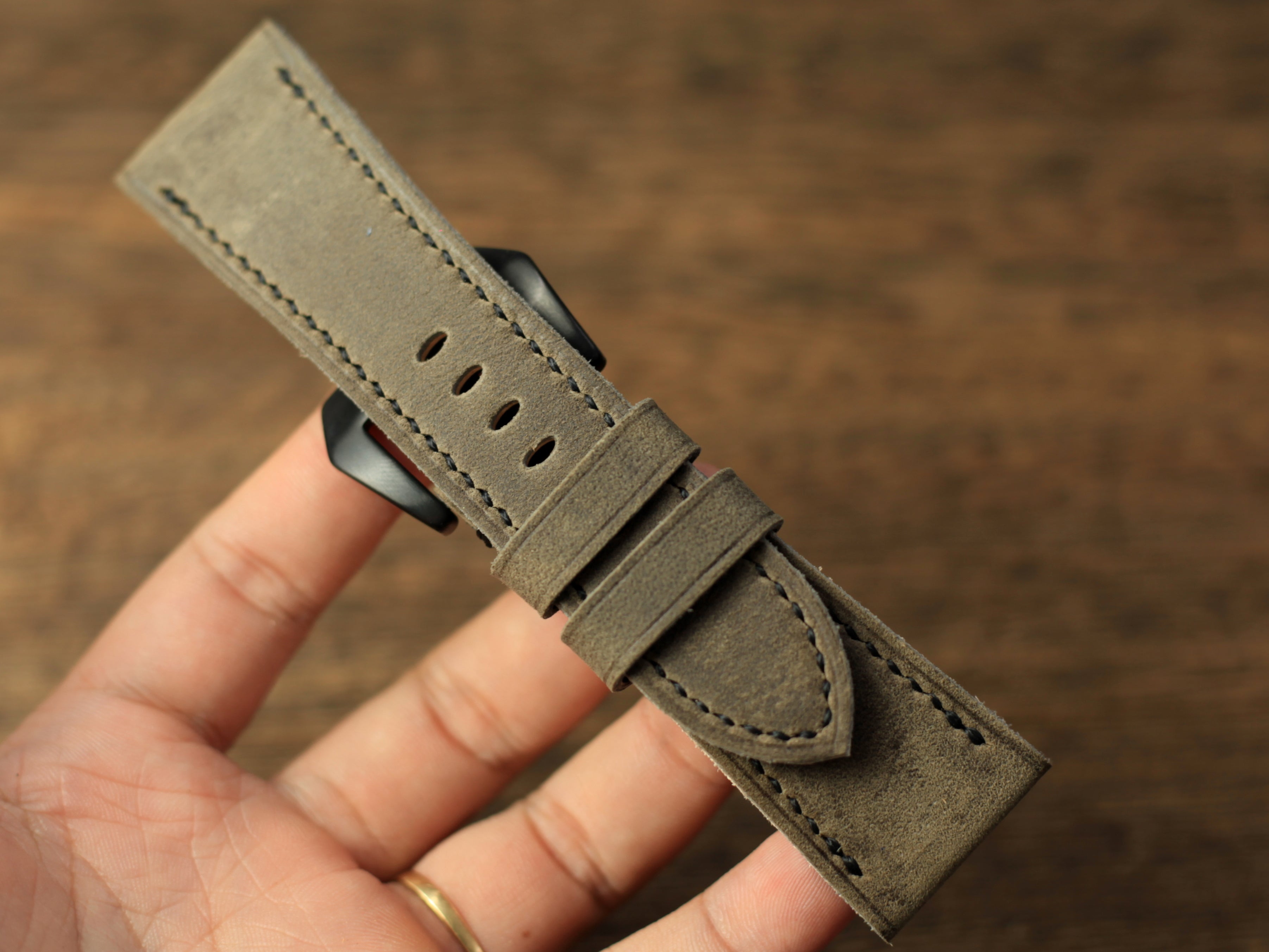 PANERAI WATCH BAND HANDMADE, COWHIDE GREY LEATHER.