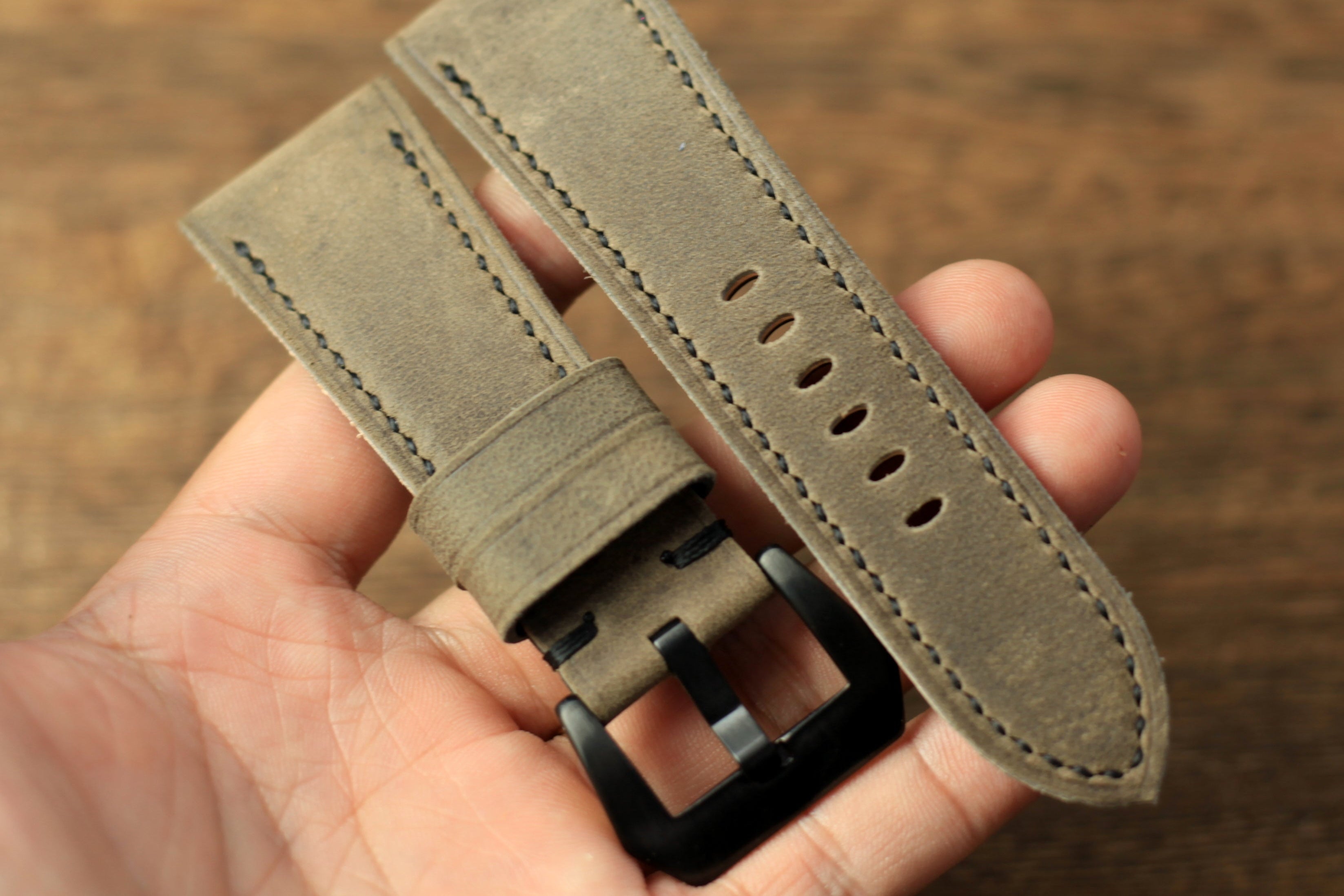 Handmade Cowhide Grey Leather Panerai Watch Strap