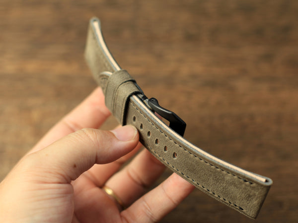 PANERAI WATCH BAND HANDMADE, COWHIDE GREY LEATHER.