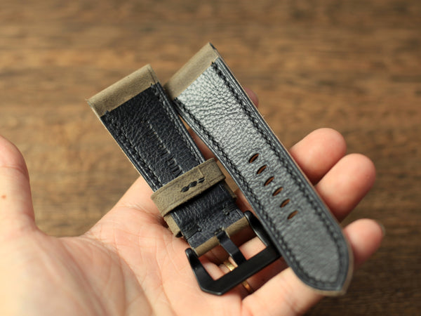 PANERAI WATCH BAND HANDMADE, COWHIDE GREY LEATHER.