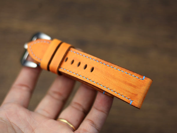 PANERAI WATCH BAND HANDMADE, VEGTAN TAN LEATHER.