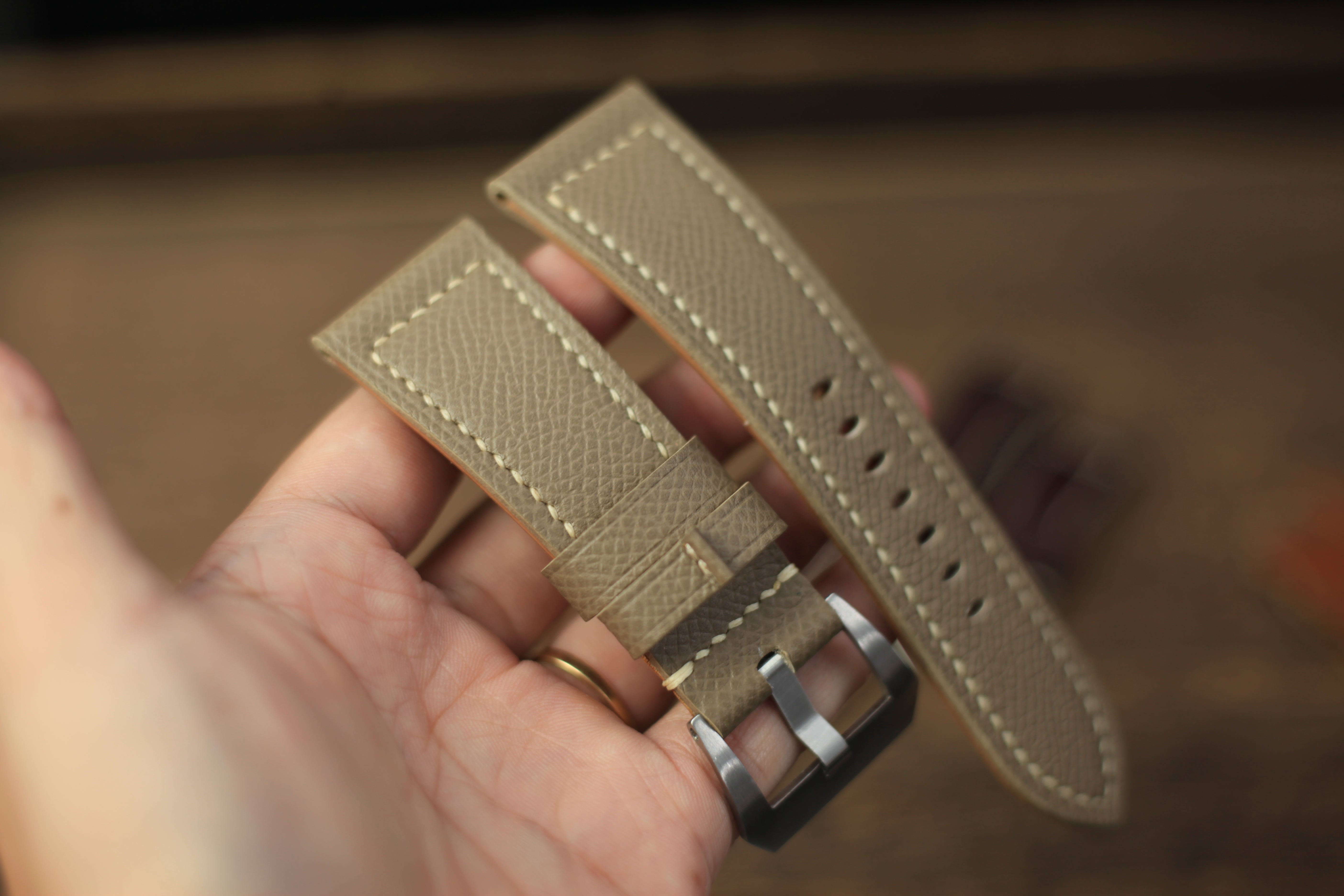 Panerai Watch Band Handmade, Epsom Etoupe Leather