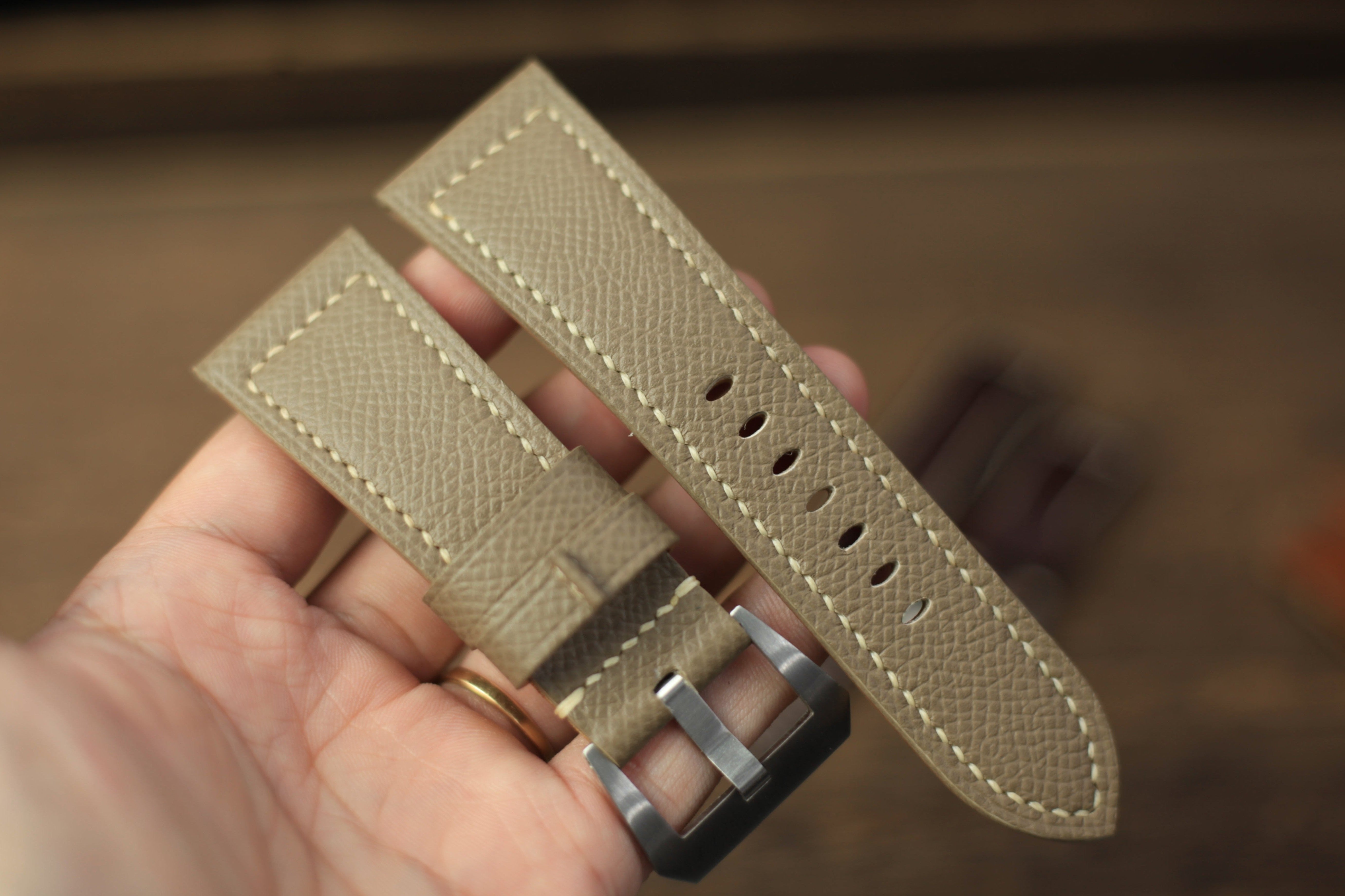 PANERAI WATCH BAND HANDMADE, EPSOM ETOUPE LEATHER.