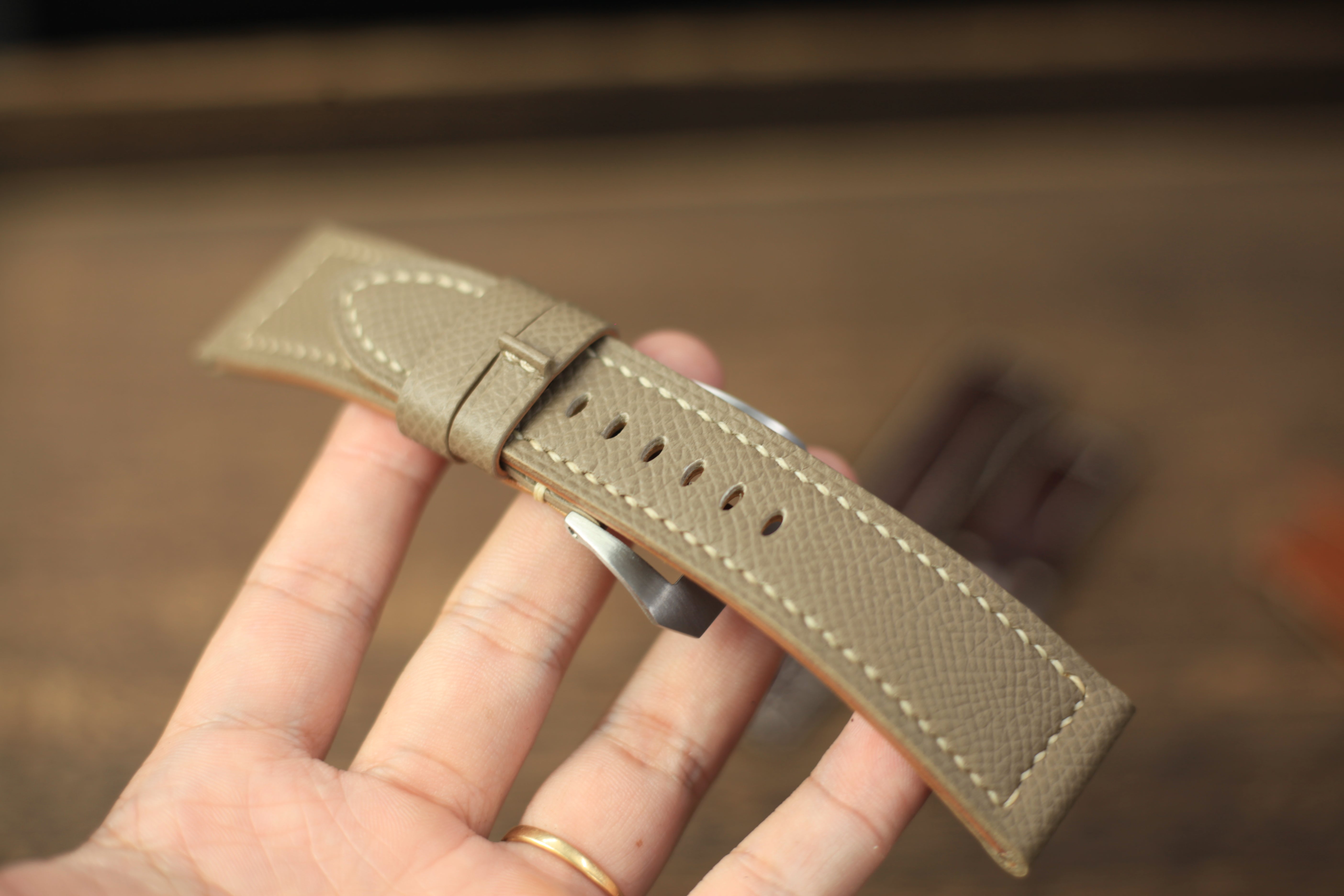 Panerai Watch Band Handmade, Epsom Etoupe Leather
