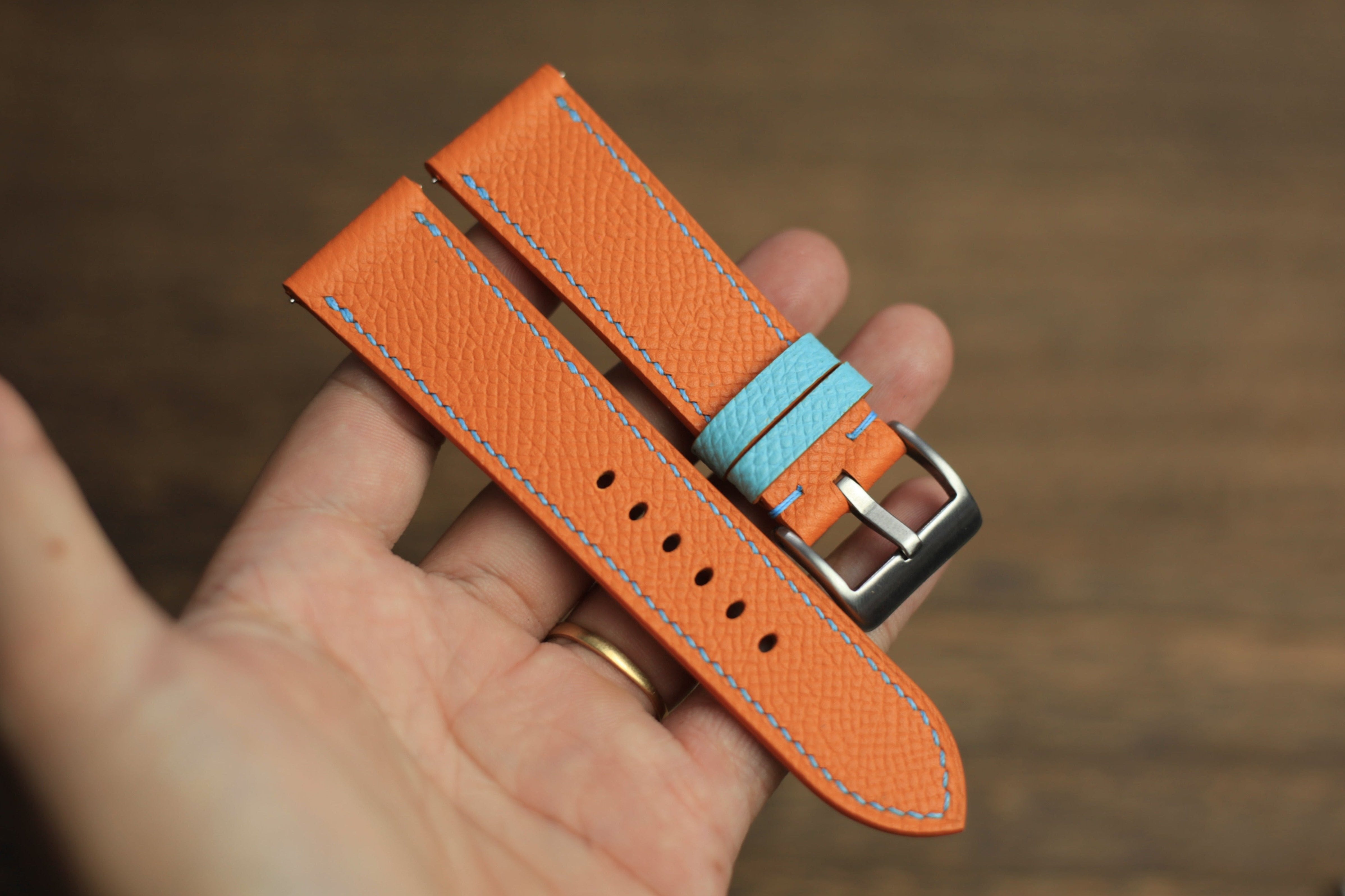 Panerai Watch Band Handmade, Orange Epsom Leather