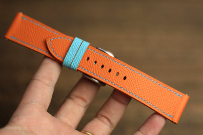Handmade Orange Epsom Leather Panerai Watch Strap