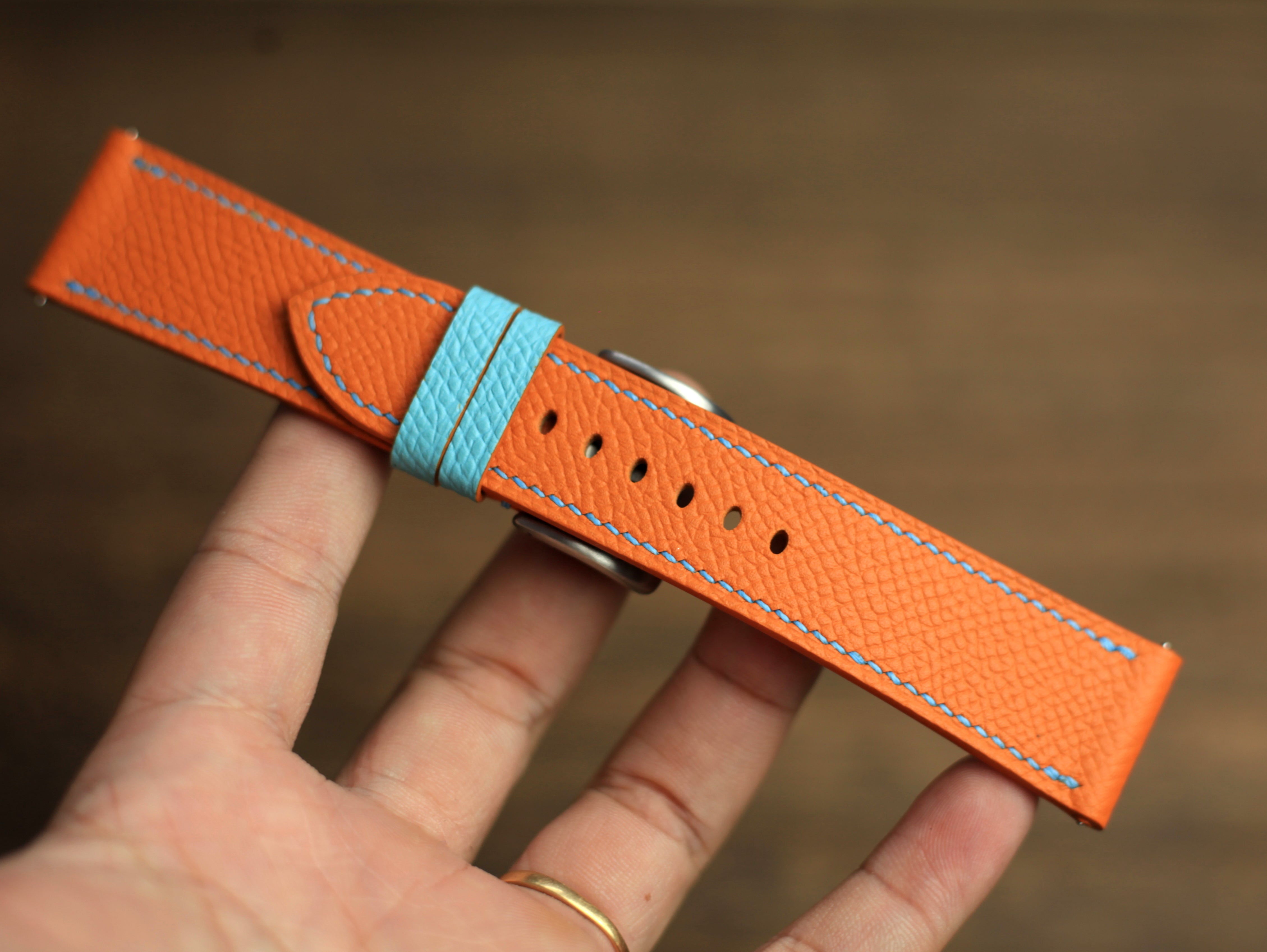Panerai Watch Band Handmade, Orange Epsom Leather