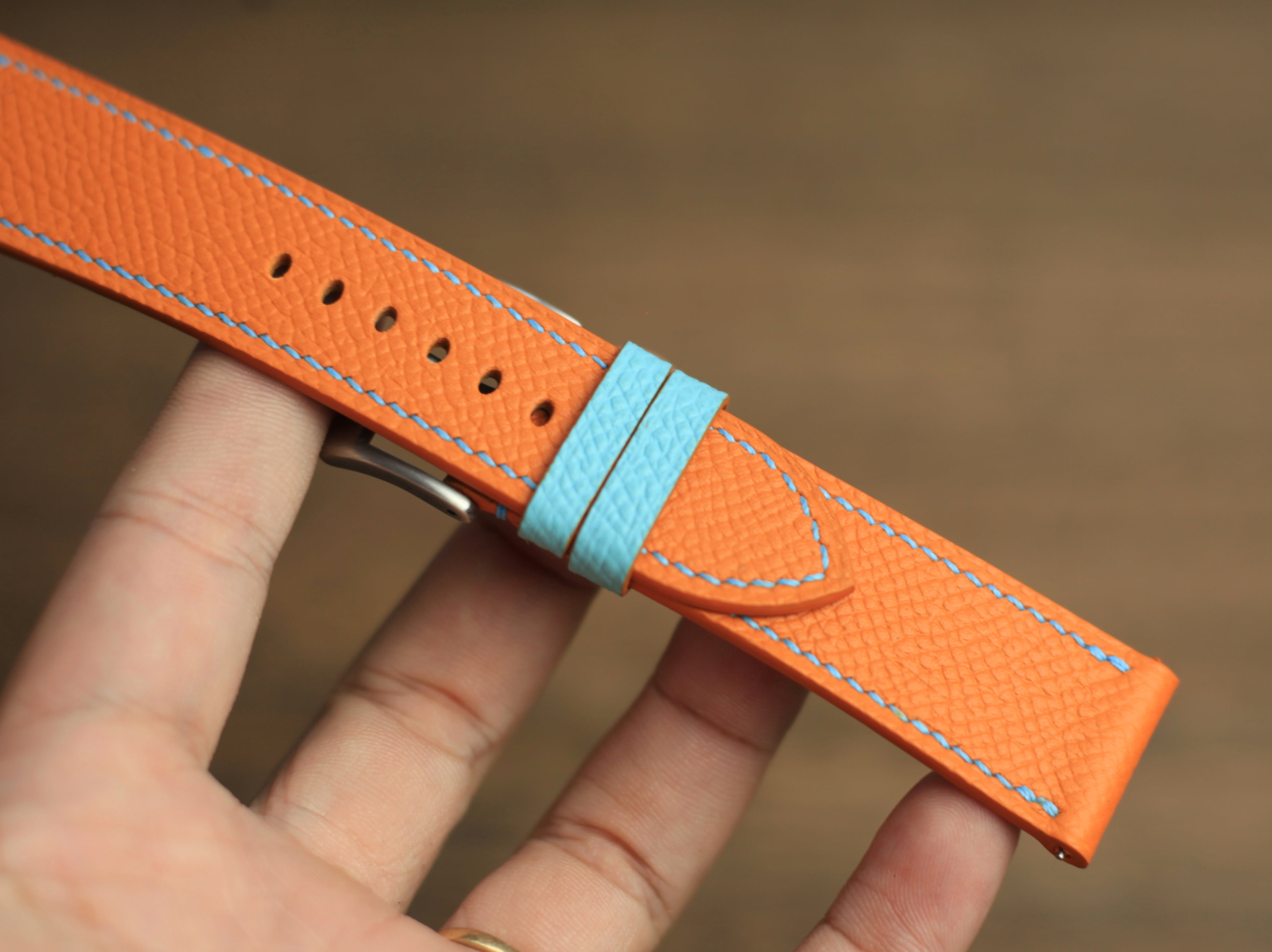 Panerai Watch Band Handmade, Orange Epsom Leather