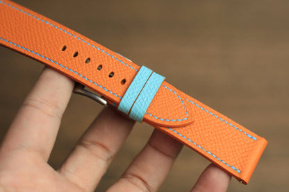 Handmade Orange Epsom Leather Panerai Watch Strap