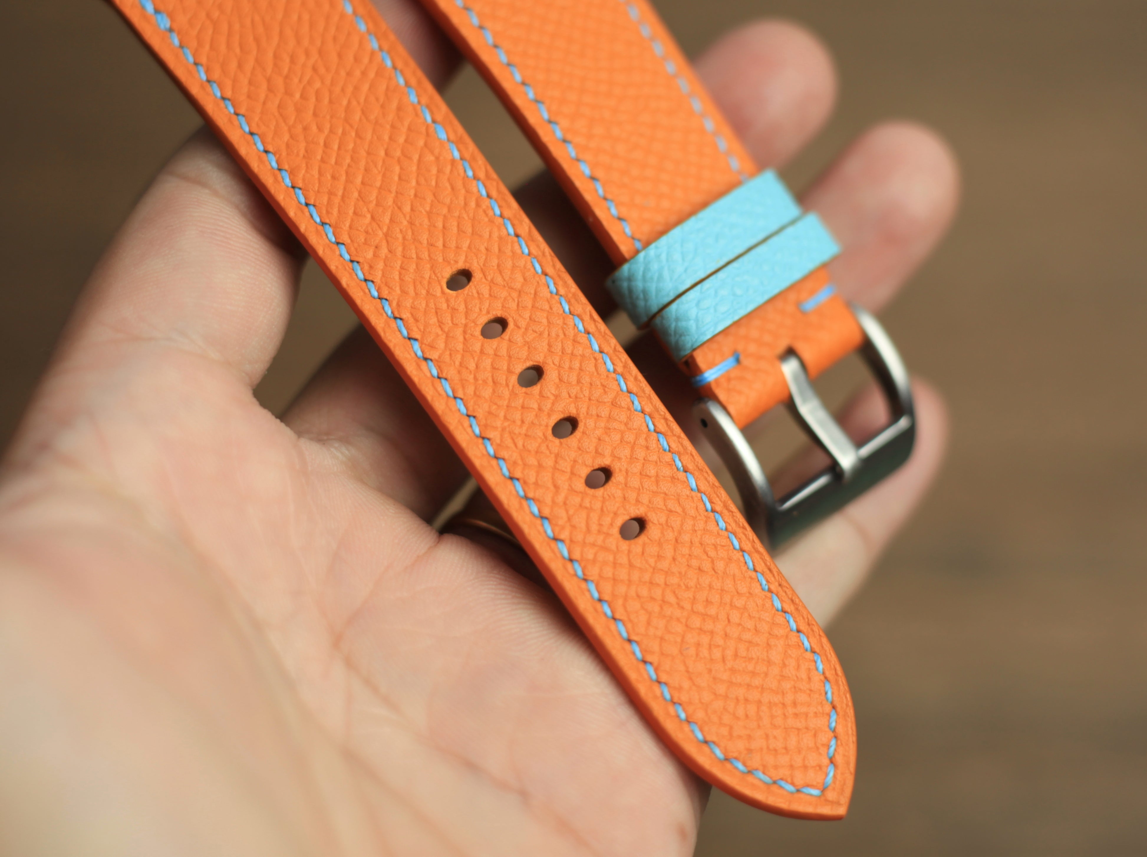 Panerai Watch Band Handmade, Orange Epsom Leather