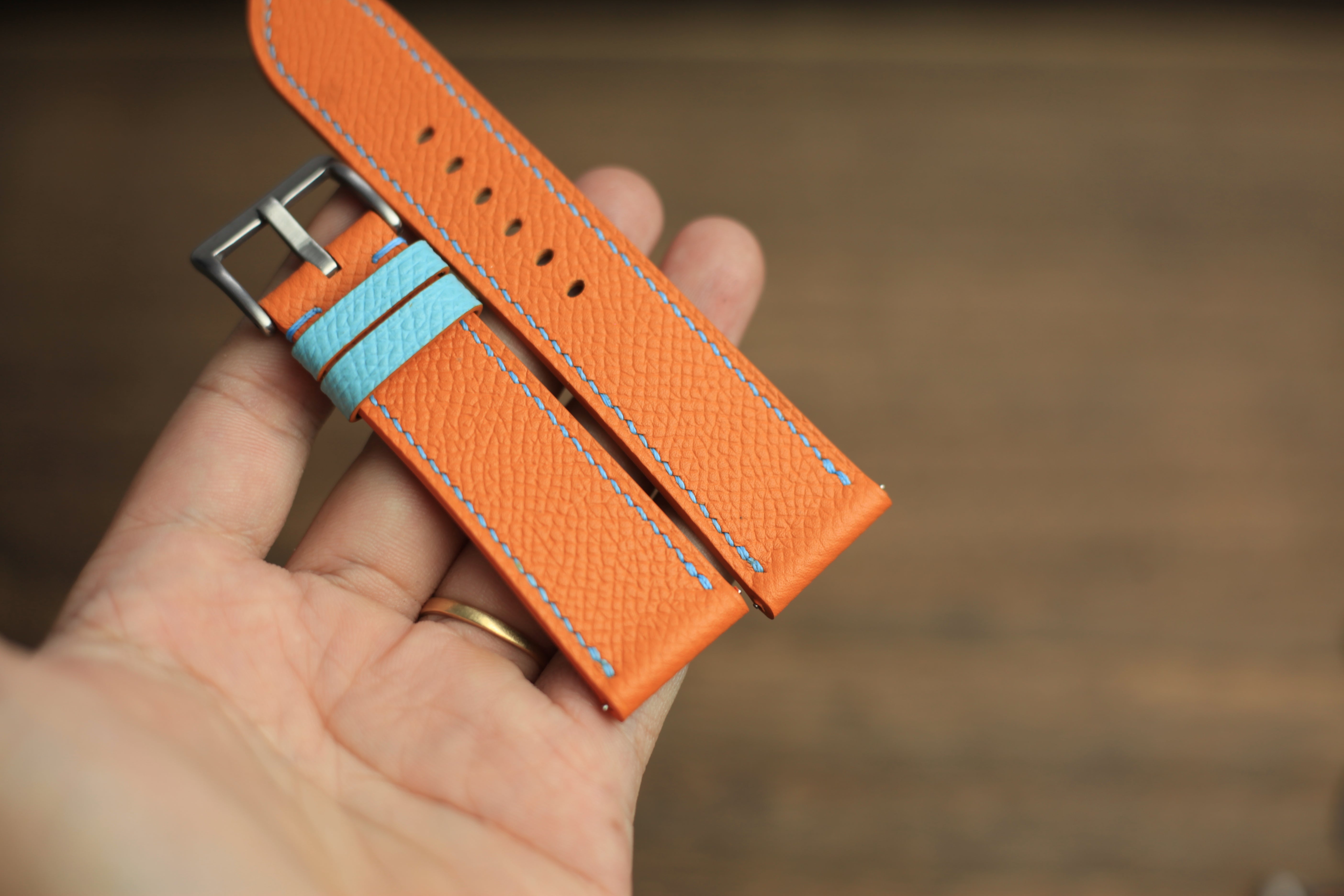 Handmade Orange Epsom Leather Panerai Watch Strap