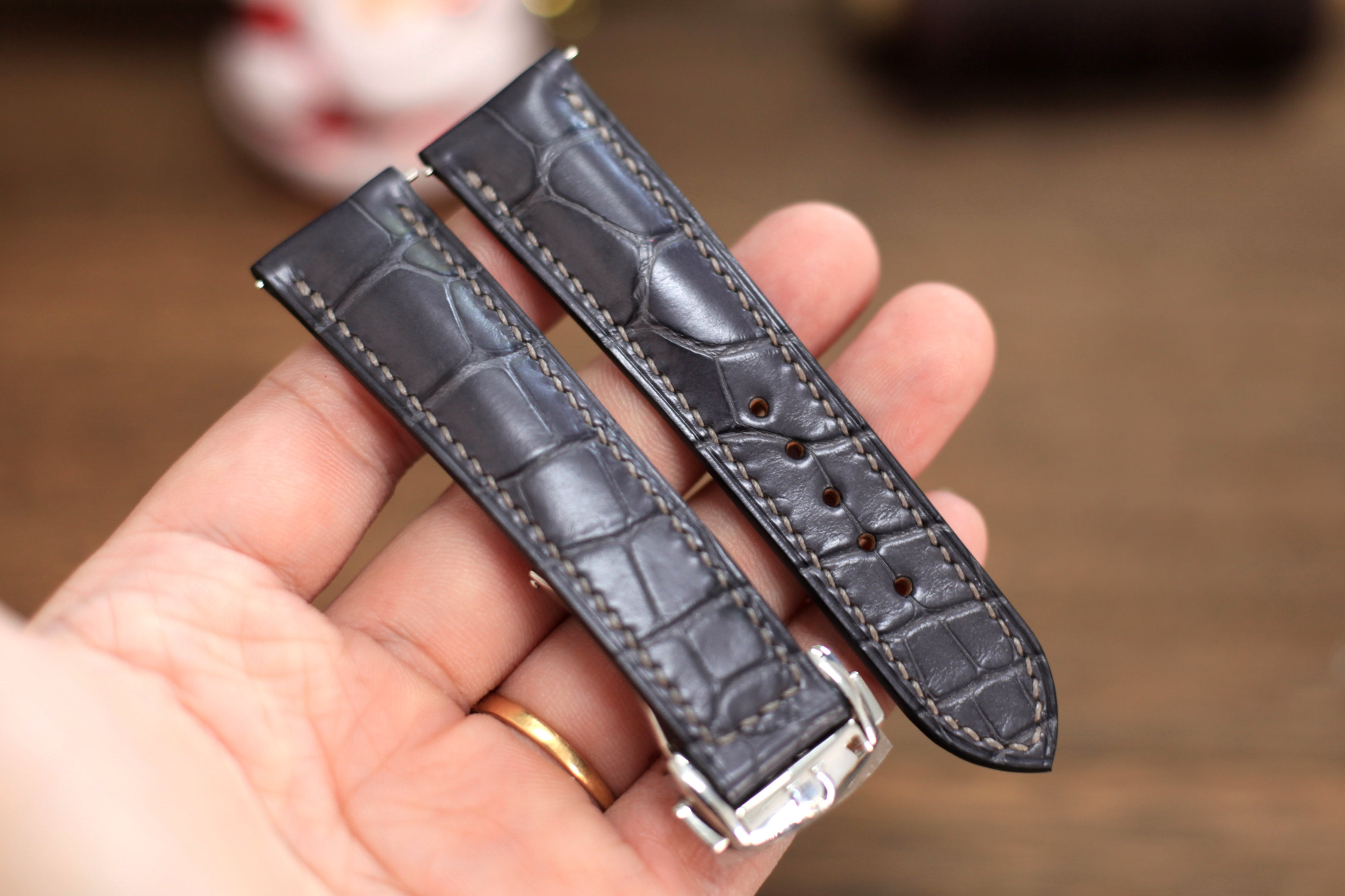 Handmade Grey Alligator Omega Watch Strap
