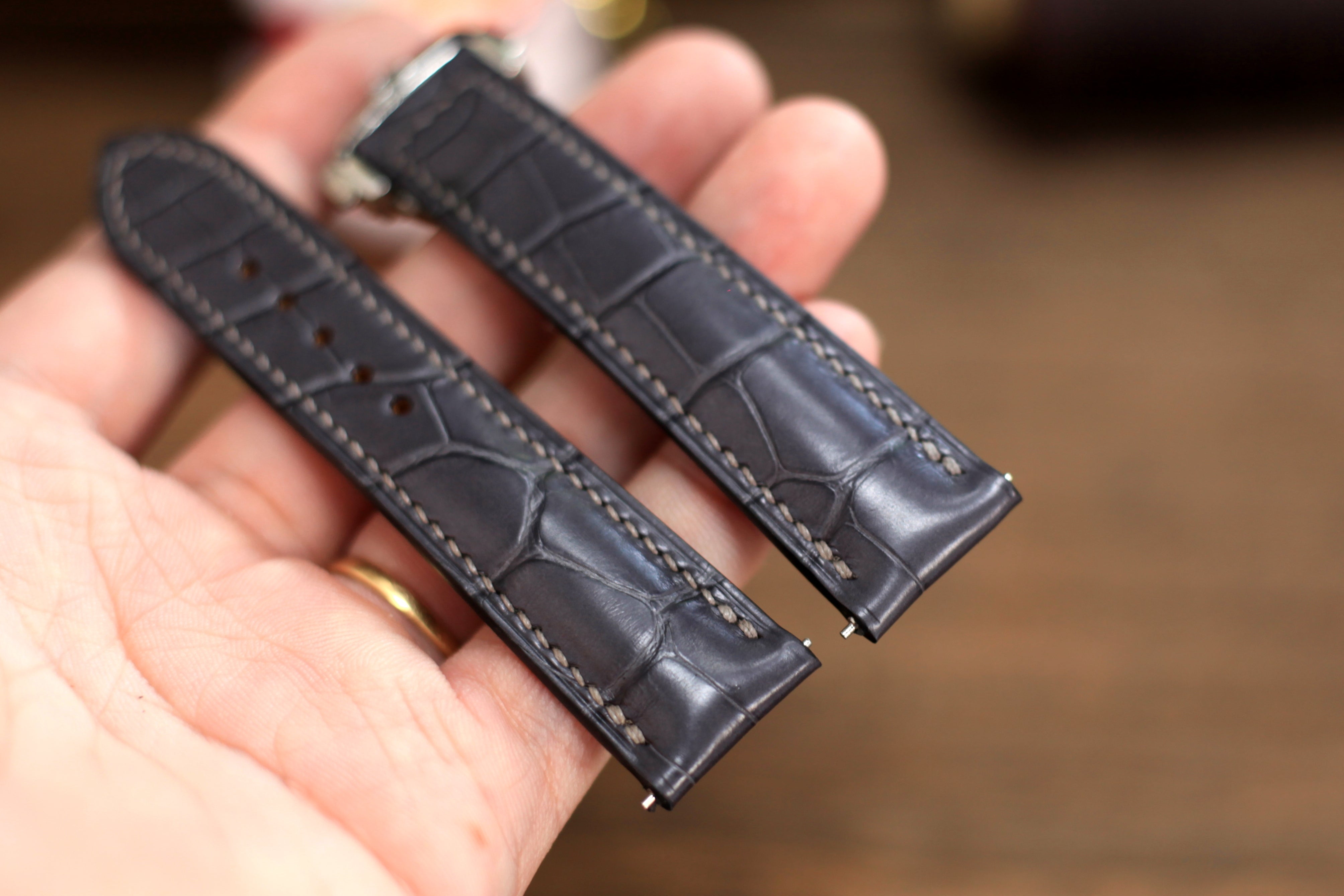 Handmade Grey Alligator Omega Watch Strap